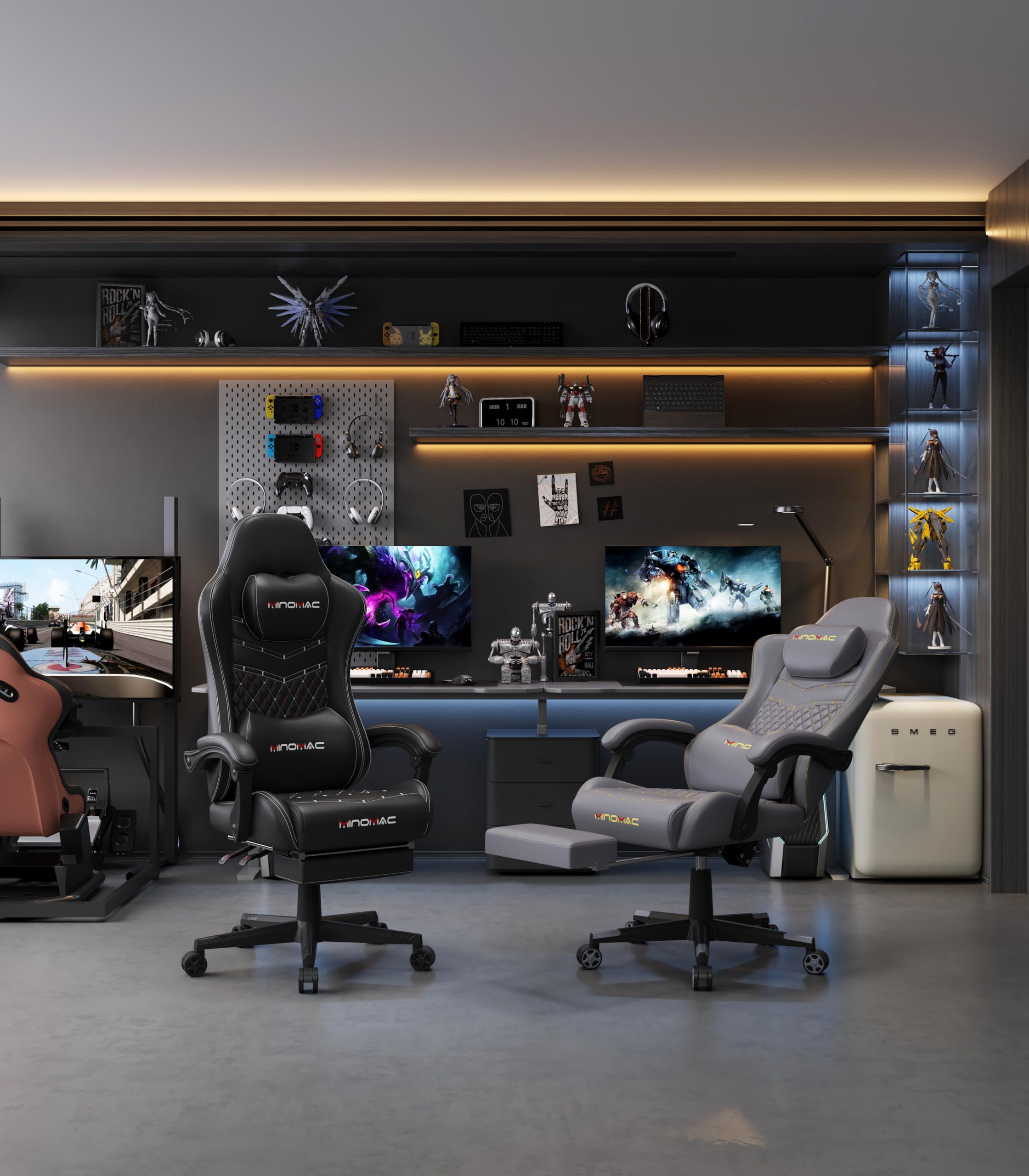 Premium Ergonomic Gaming Chair with Adjustable Footrest & 155° Recline - High Back Office Chair with Headrest & Lumbar Support for Adults & Kids (All Black) - Perfect for PC Gaming, Home Office & Streaming Setup