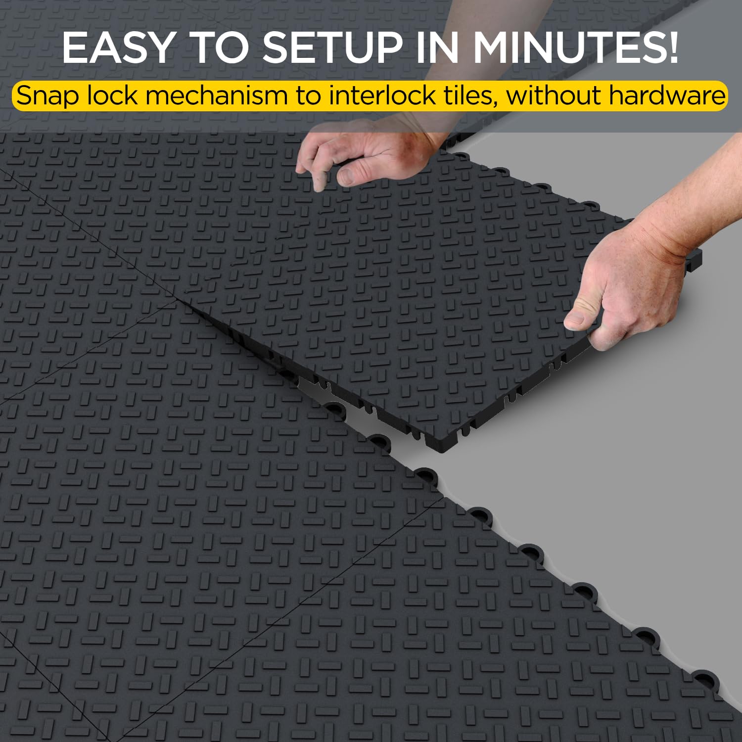 Interlocking Garage Floor Tiles - 48 Pack (12x12 Inch) - Heavy Duty 40,000 LBS Load Capacity - Oil & Stain Resistant - Anti-Slip Car Flooring - Black - Perfect for Home Garages, Workshops & Auto Shops