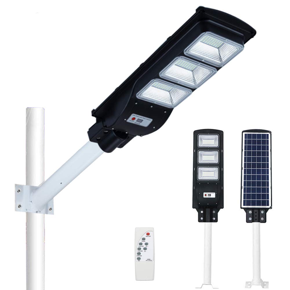 90W Solar Street Light with Remote Control & Motion Sensor - 360 LED, 15000mAh Battery, 9000LM Brightness, IP67 Waterproof for Garden, Playground, Garage, Parking Lot, Pathway Lighting