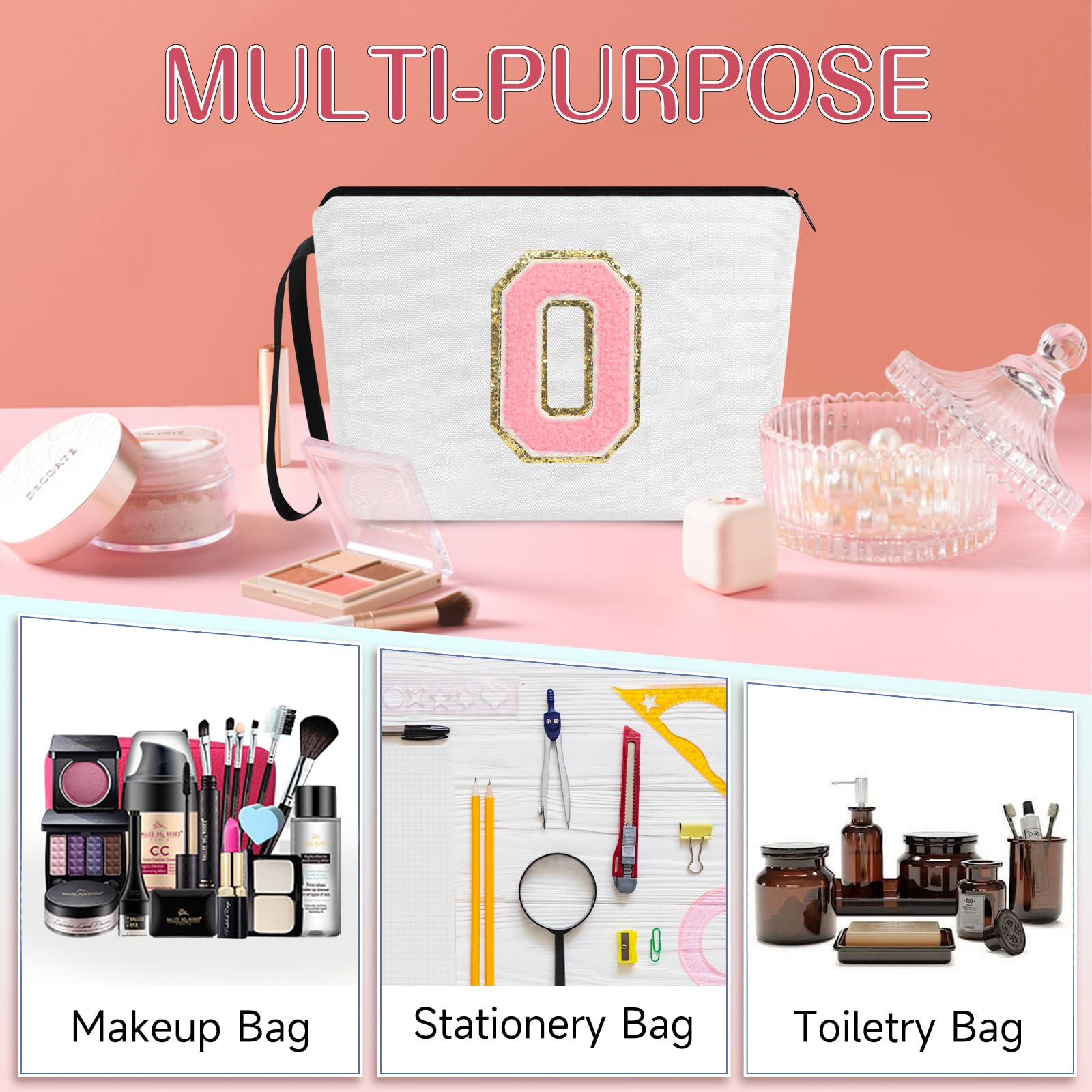 UAREHIBY A-Z Personalized Cosmetic Bag for Women - Perfect Bridal & Bridesmaid Gifts, Birthday Present for Best Friend, Thank You Gift for Nurses & Teachers - Ideal for Travel, Makeup Storage & Everyday Use
