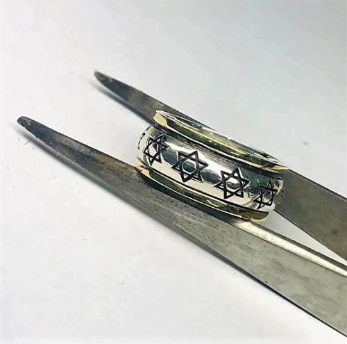 Star of David Spinner Ring - 14K Gold & Oxidized Silver Two-Tone Jewish Ring - Perfect for Hanukkah Gifts, Bar Mitzvahs & Spiritual Jewelry Collection