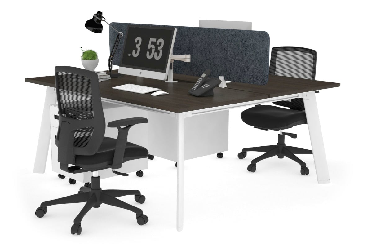 2 Person Workstation with White Frame - 1200L x 800W Switch Desk with Cable Management for Home Office & Coworking Spaces