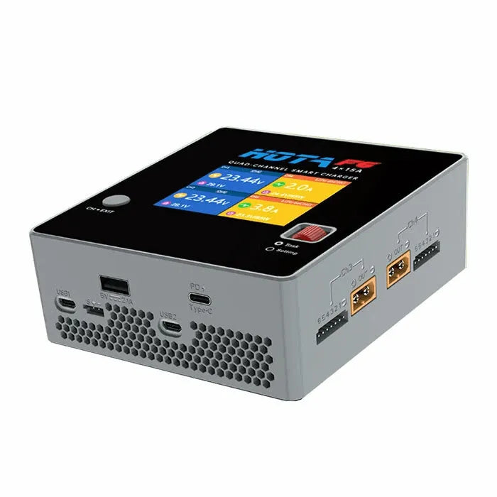 HOTA F6 4 Channel 250Wx4 15Ax4 Smart Battery Charger for 1-6S LiPo Batteries - Fast Charging for RC Cars, Drones, and Airplanes - Perfect for Hobbyists and Professionals