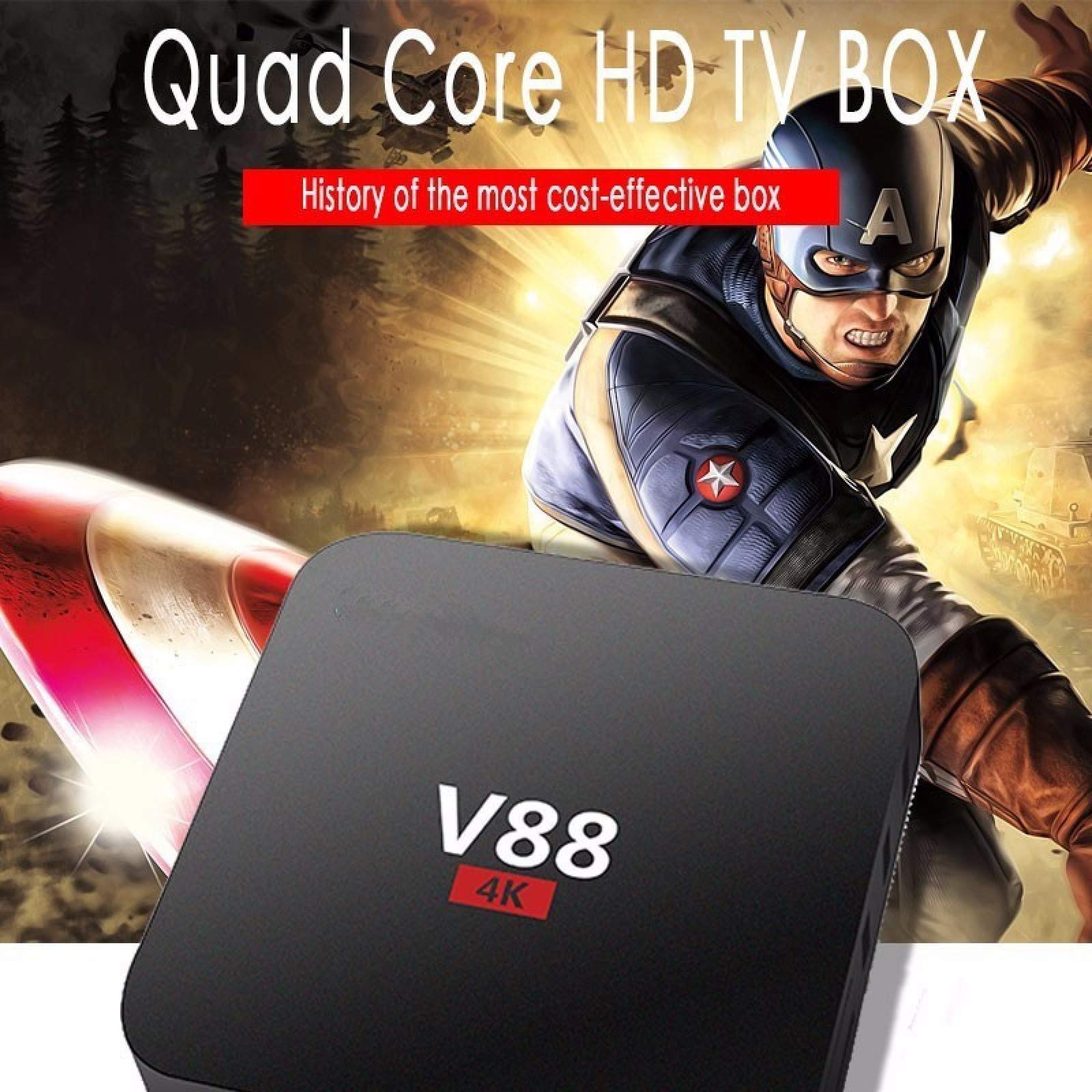 Android TV Box V88 - 4K Ultra HD Smart Media Player with Quad Core Processor, Android 6.0 OS, 8GB Storage, WiFi & HDMI - Perfect for Home Entertainment, Streaming Movies & Online Gaming