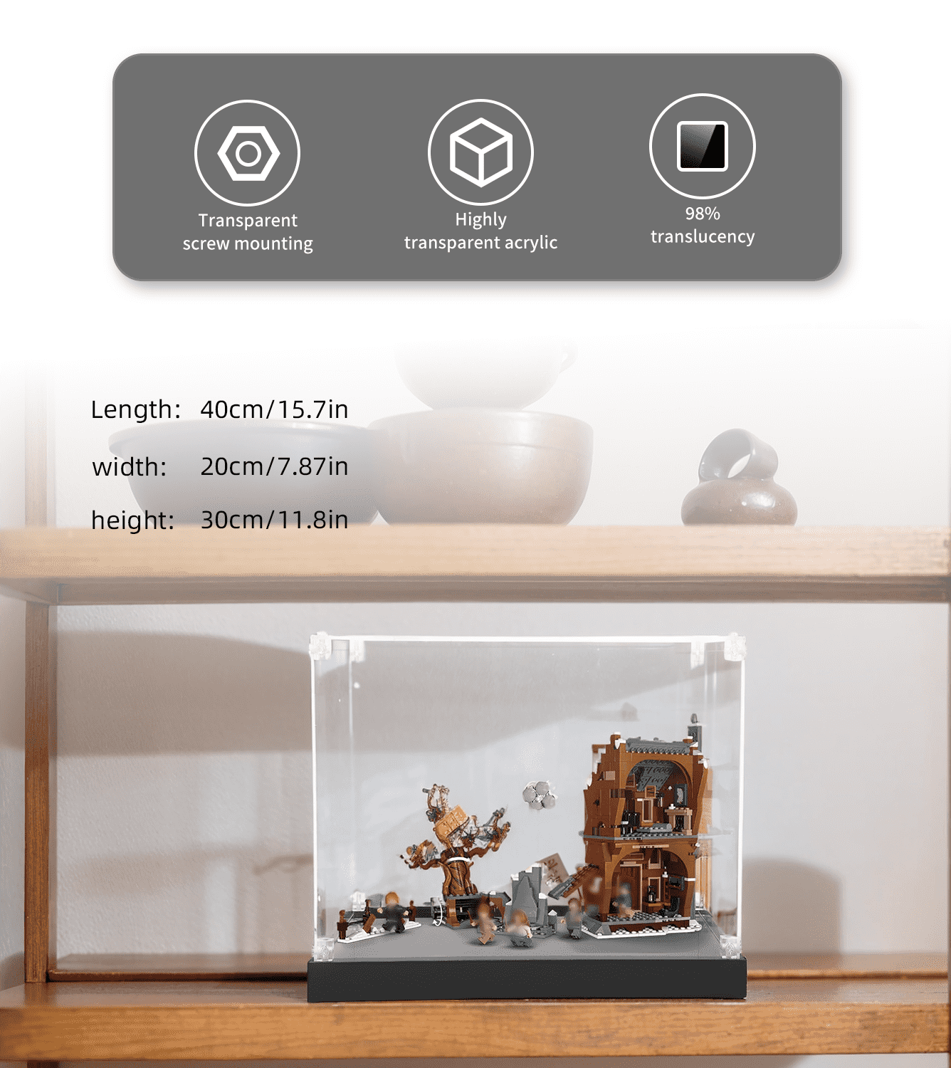 Lego The Shrieking Shack & Whomping Willow 76407 Display Case - Premium Acrylic Protector for Collectible Building Sets - Perfect for Showcasing & Protecting Your Harry Potter Lego Collection at Home or Office