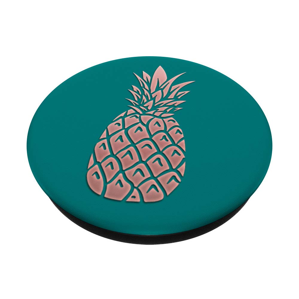 Golden Rose Pink & Dark Teal Pineapple Swappable PopGrip - Cute Phone Grip & Stand for iPhone, Samsung, Smartphones | Perfect for Work, Travel & Selfies