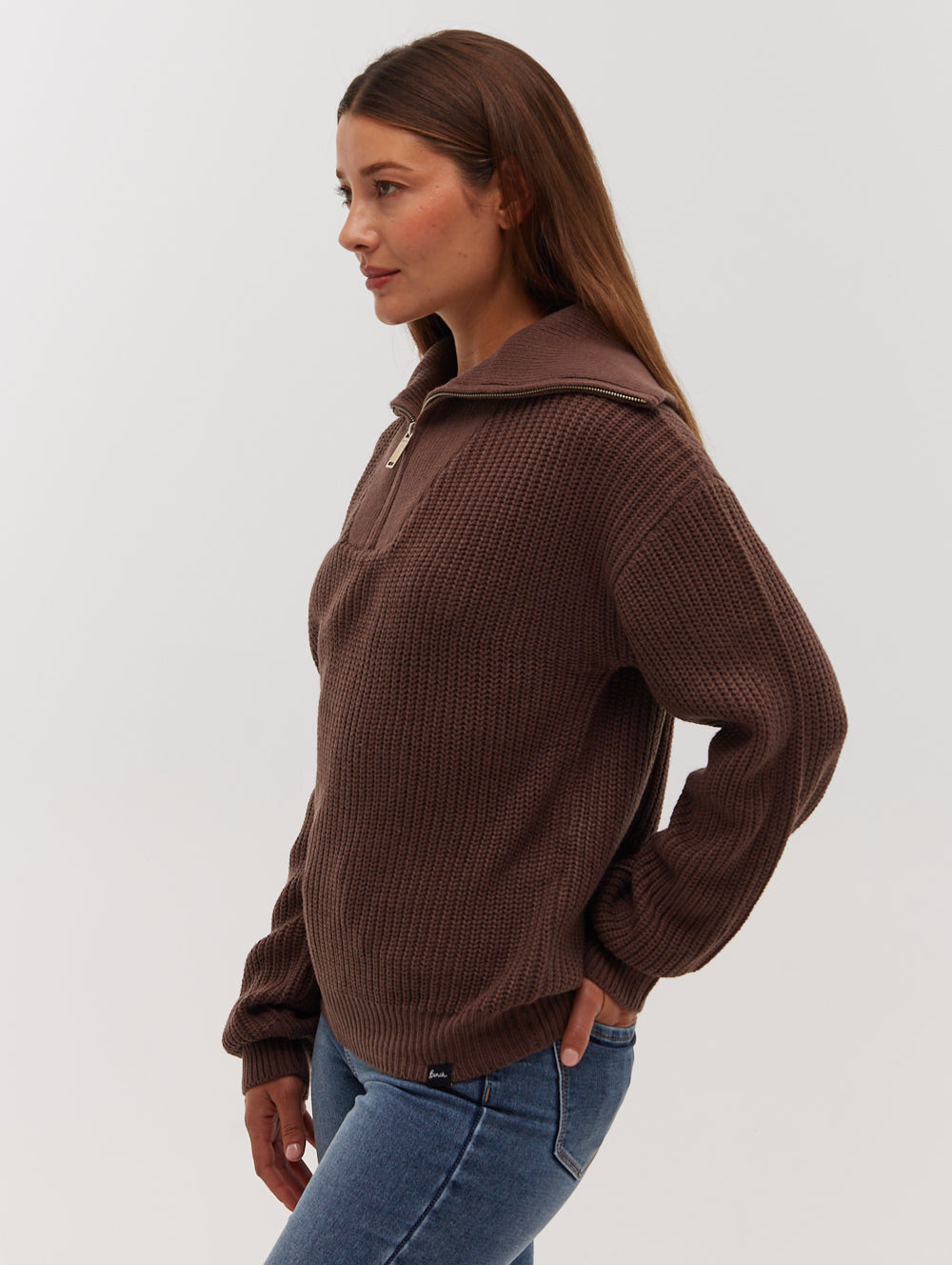 Thurynn Oversized Zippered Funnel Neck Sweater for Women - Cozy Winter Pullover for Casual Outings & Office Wear