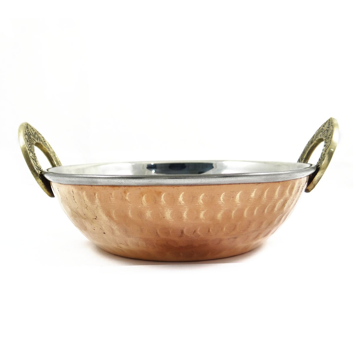 Authentic Indian Copper Steel Karahi with Spoon - Traditional Serveware for Curry, Biryani & Stews - Perfect for Dinnerware, Party Serving & Home Cooking