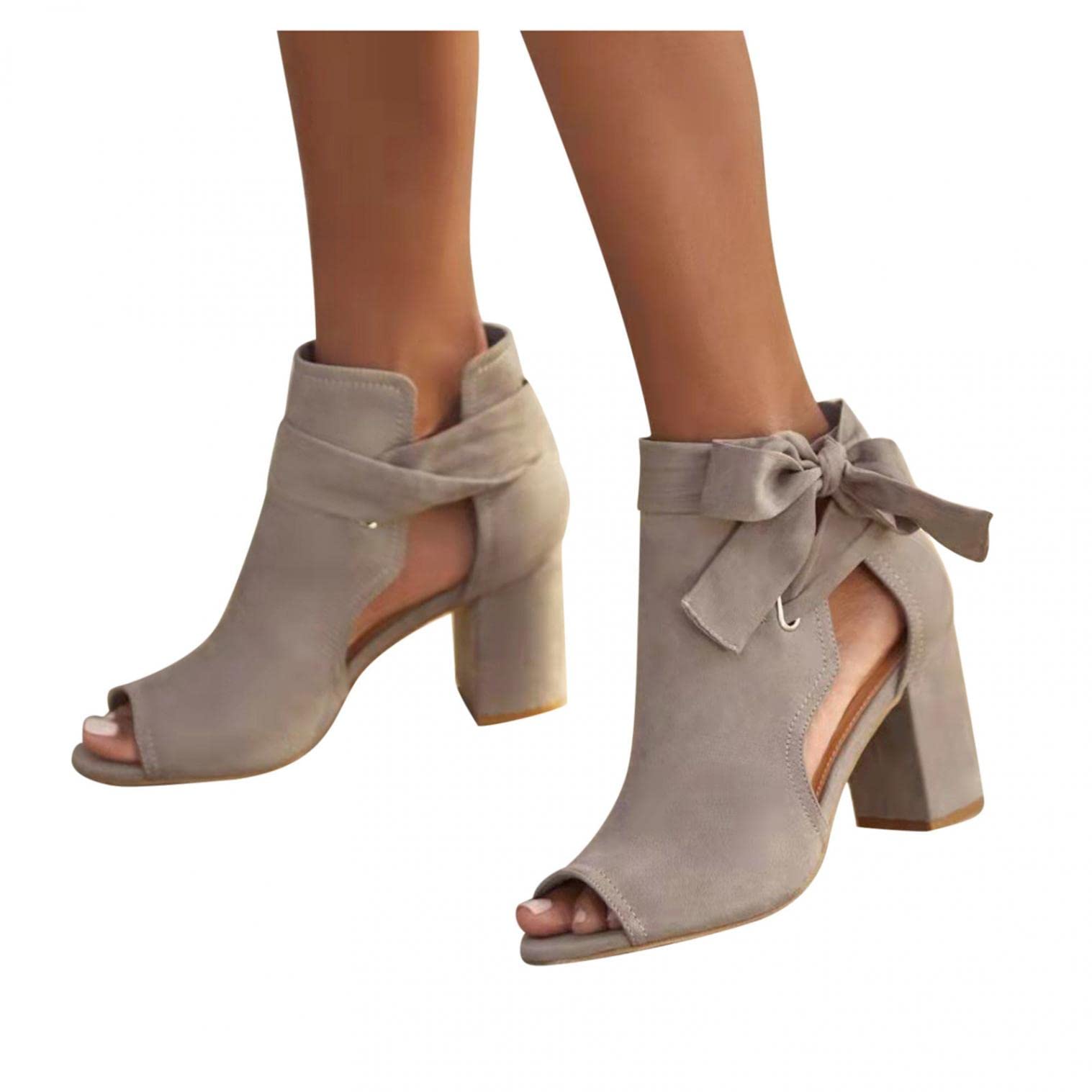 Women's Chunky Heel Peep Toe Sandals with Ankle Strap - Beach & Summer Fashion