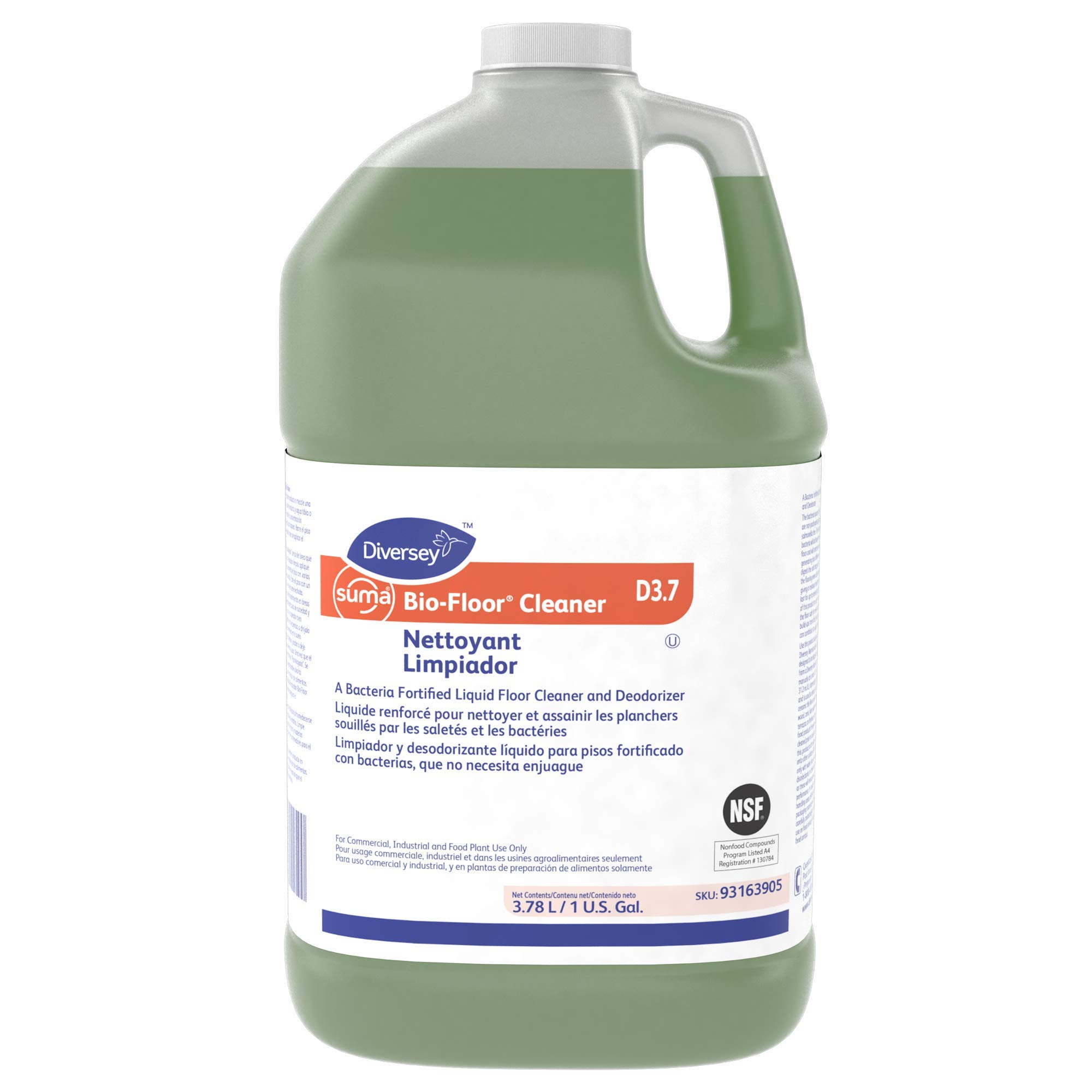 Diversey Suma Bio-Floor Cleaner Concentrate - 1 Gallon (4 Pack) | Eco-Friendly Floor Cleaning Solution for Hospitals, Schools & Commercial Spaces