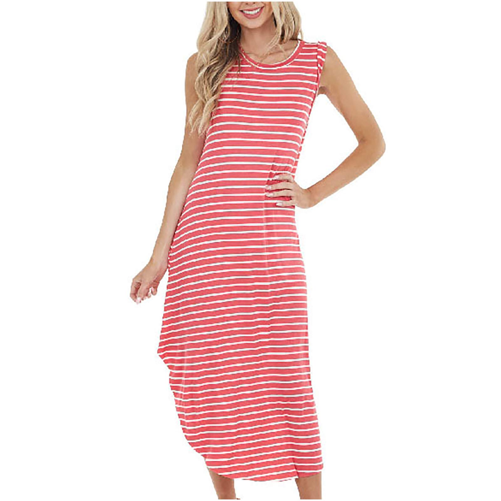 Sexy Pink Long Dress for Women - Fashionable One-Piece Summer Dress with Streak Design | Perfect for Beach Parties, Date Nights & Summer Vacations