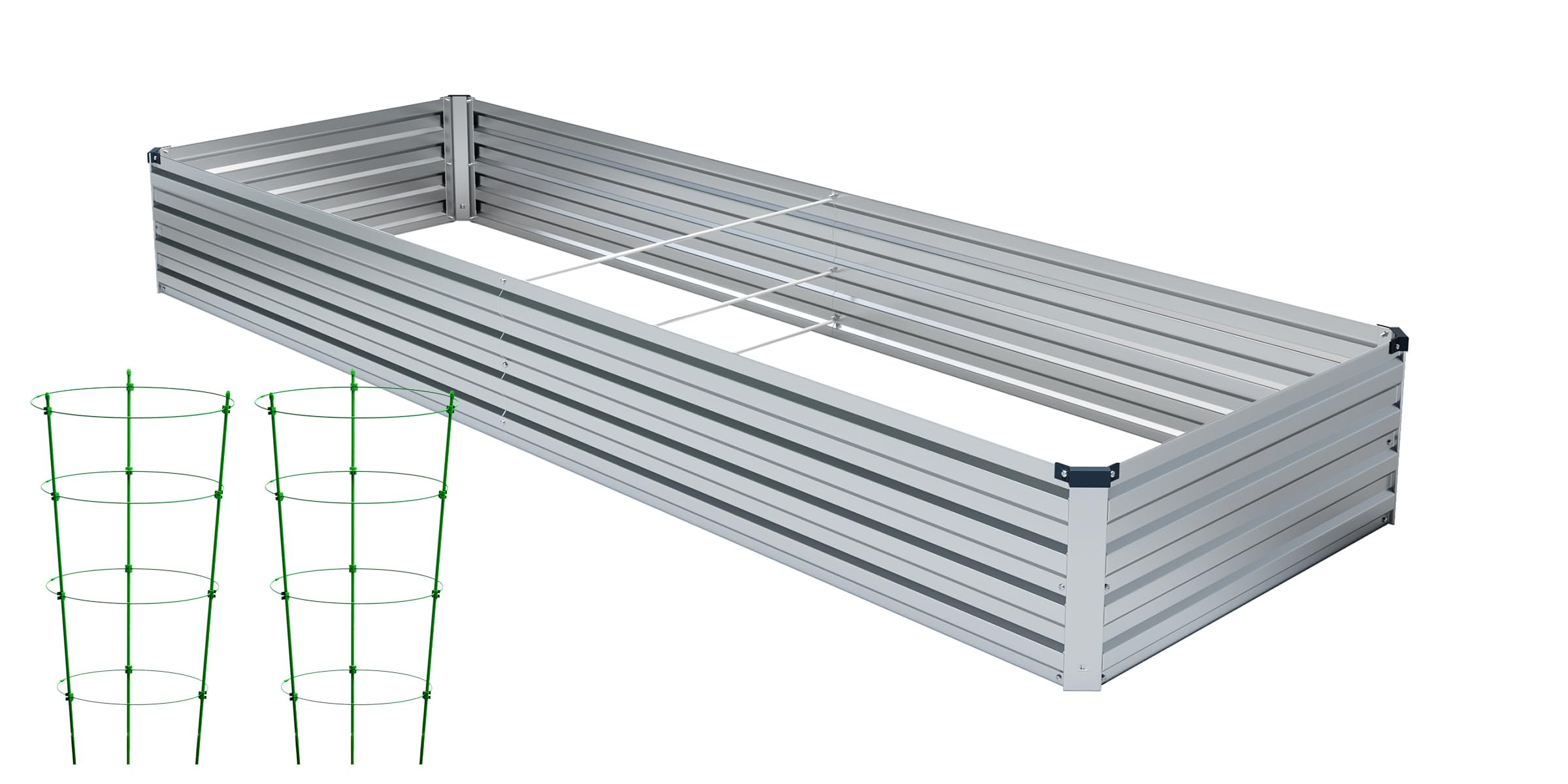 8x4x1FT Galvanized Steel Raised Garden Bed with Storage Rack - Outdoor Vegetable Planter Box, Metal Gardening Raised Beds for Backyard, Patio & Urban Farming