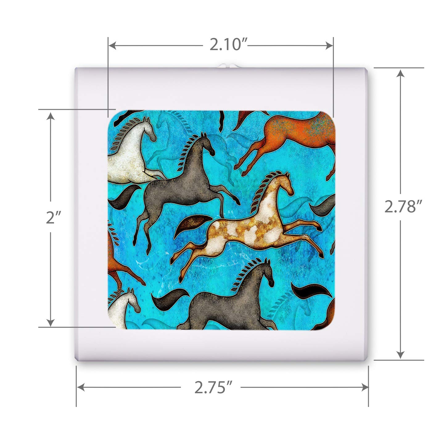 Dimmable LED Night Light with Auto On/Off Sensor, Adjustable Brightness & Warm White Light - Perfect for Bathroom, Hallway, Nursery & Bedroom - Aztec Horses Design by Dan Morris - Energy-Efficient Plug-in Nightlight for Home Safety & Comfort