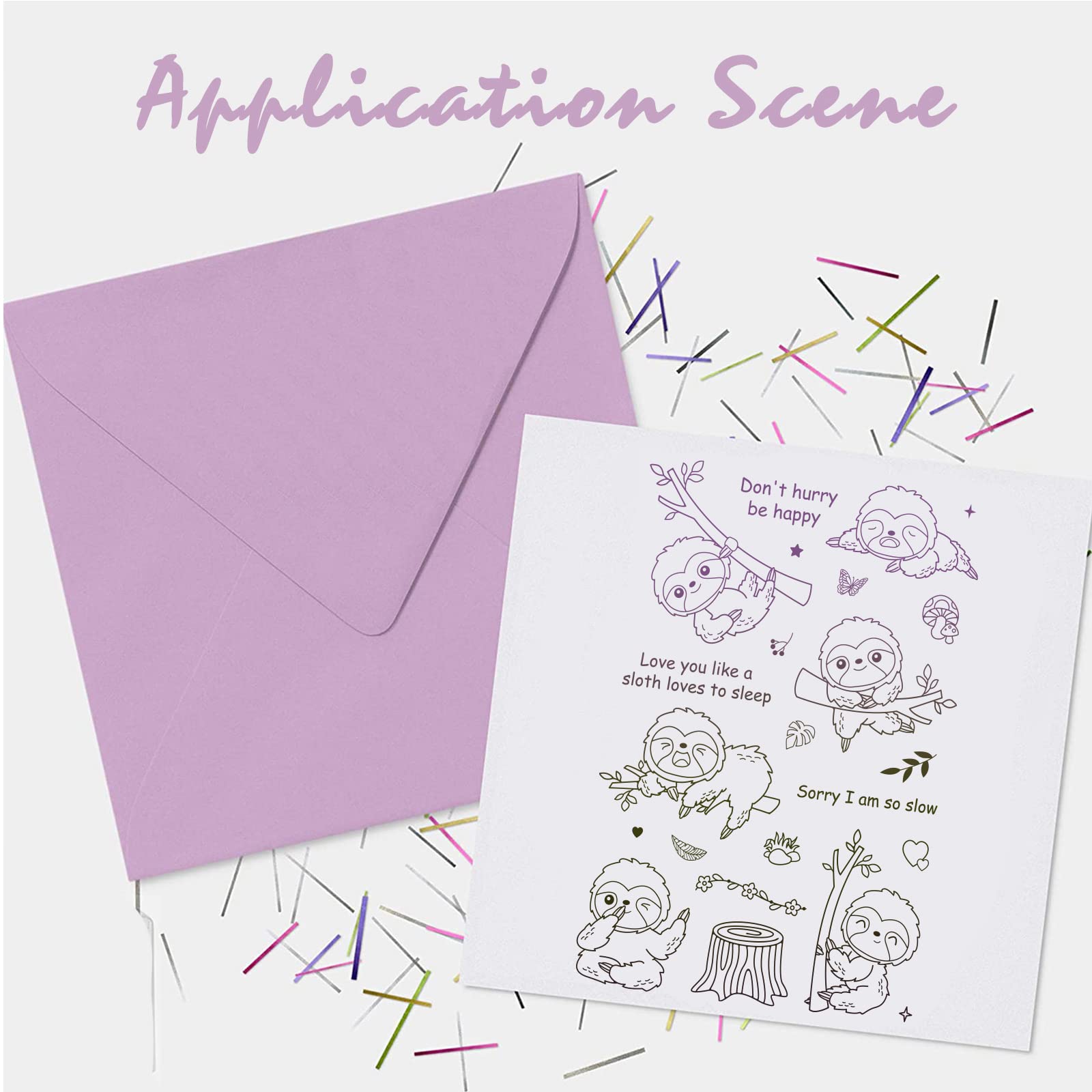 GLOBLELAND Sloth Silicone Clear Stamps - Cute Animal Transparent Rubber Stamps for DIY Scrapbooking, Card Making, Photo Albums & Paper Crafts - Perfect for Birthday Cards, Valentine's Day Decorations & Handmade Gifts