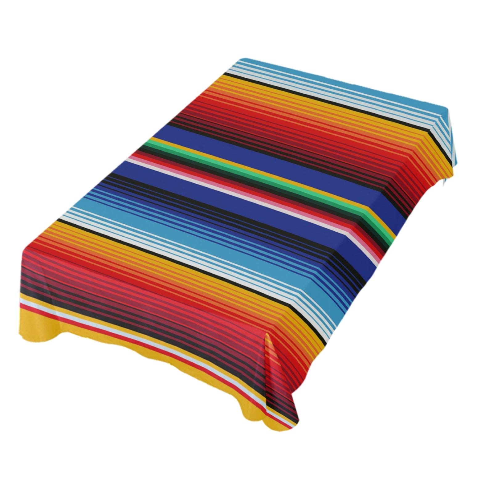 Mexican Stripes Cinco de Mayo Party Tablecloth - 60 x 90 Inch Rectangle Polyester Table Cover for Dinner Decorations, Festive Table Setting & Holiday Celebrations