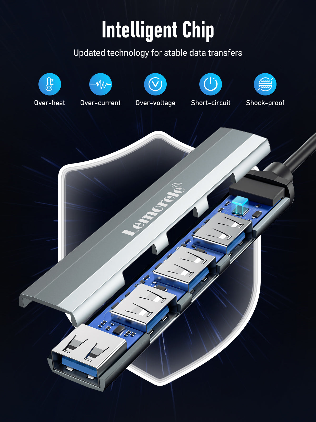 LEMORELE™ TC57 4-in-1 USB C Hub Adapter with HDMI, USB 3.0, SD/TF Card Reader - Perfect for MacBook Pro/Air, Chromebook, Laptop & Tablet Connectivity