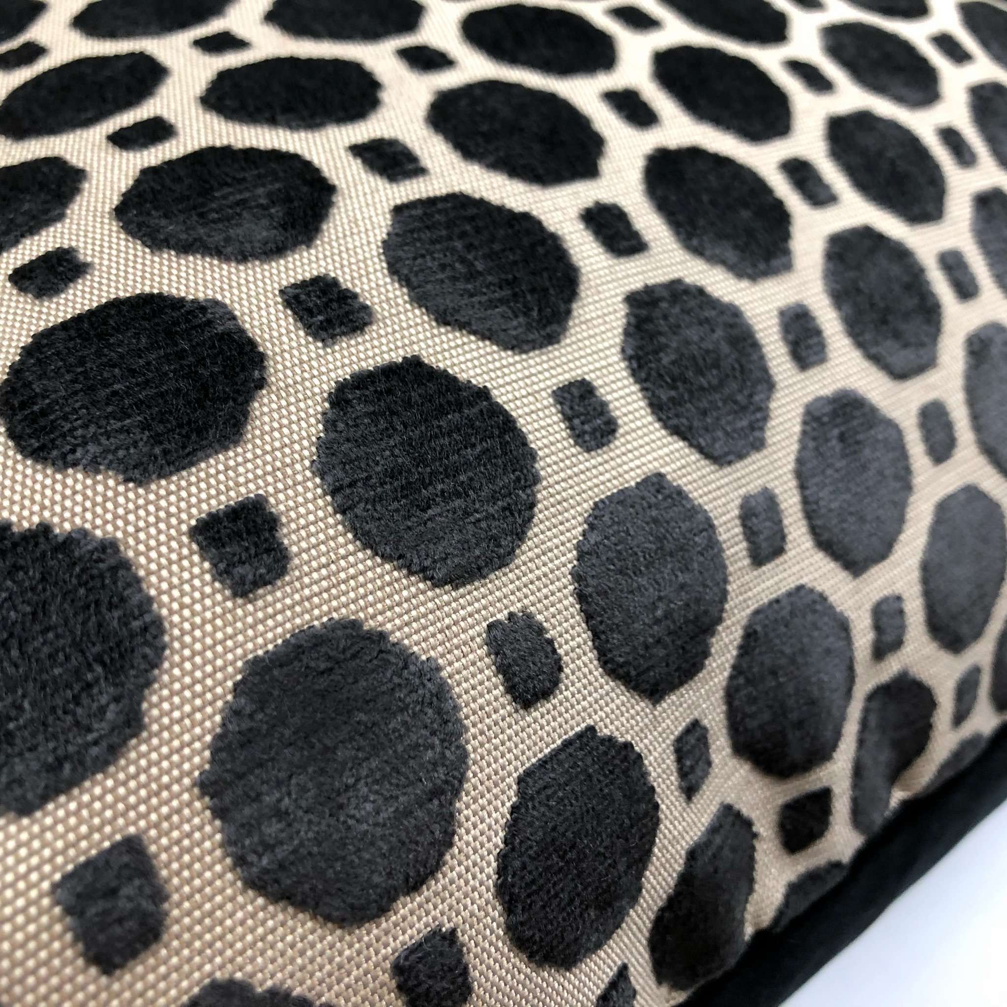 Robert Allen Black & Beige Velvet Geometric Pillow Cover - Modern Home Decor for Sofa, Bed & Living Room