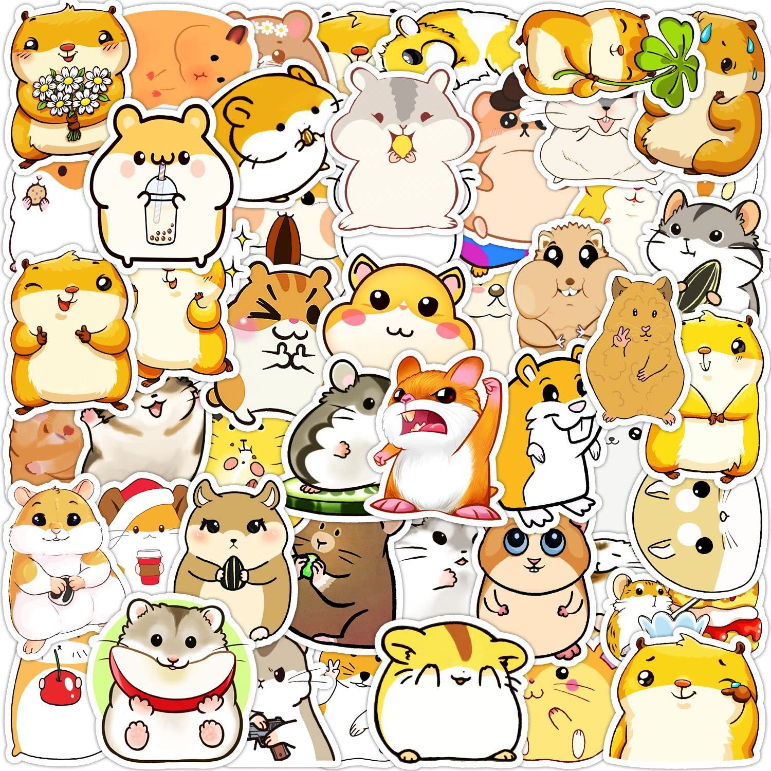 Cute Hamster Stickers - Waterproof Vinyl Decals for Hydro Flask, Laptop, Tablet, Phone - Fun Decorative Stickers for Kids, Teens & Adults - Perfect for Water Bottles, School Supplies & DIY Projects