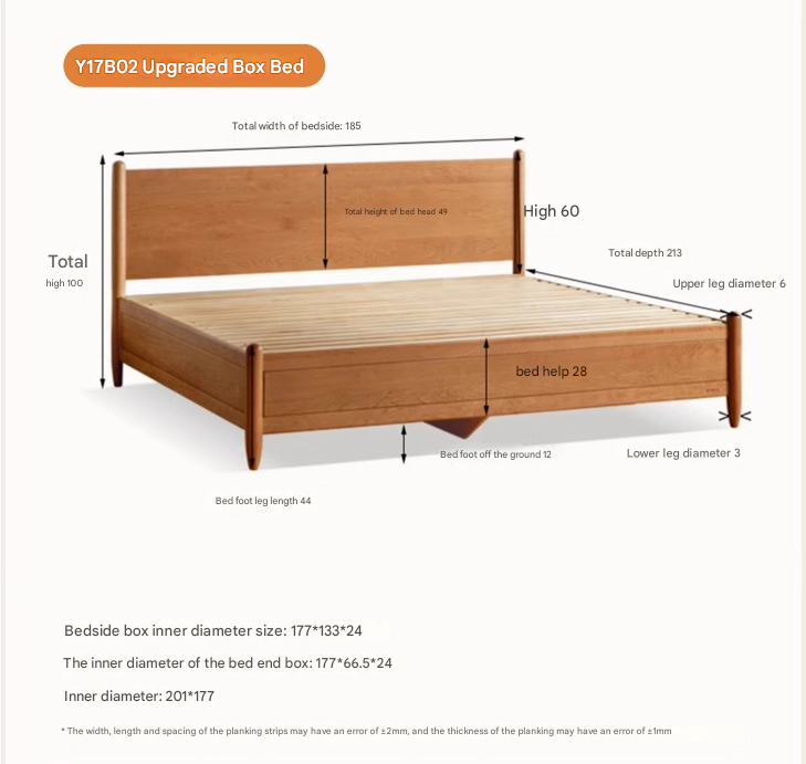 Solid Oak, Black Walnut & Cherry Wood Bed Frame - Handcrafted Queen Size Wooden Bed with Sturdy Slat Support - Perfect for Master Bedroom, Guest Room or Rustic Cabin Decor