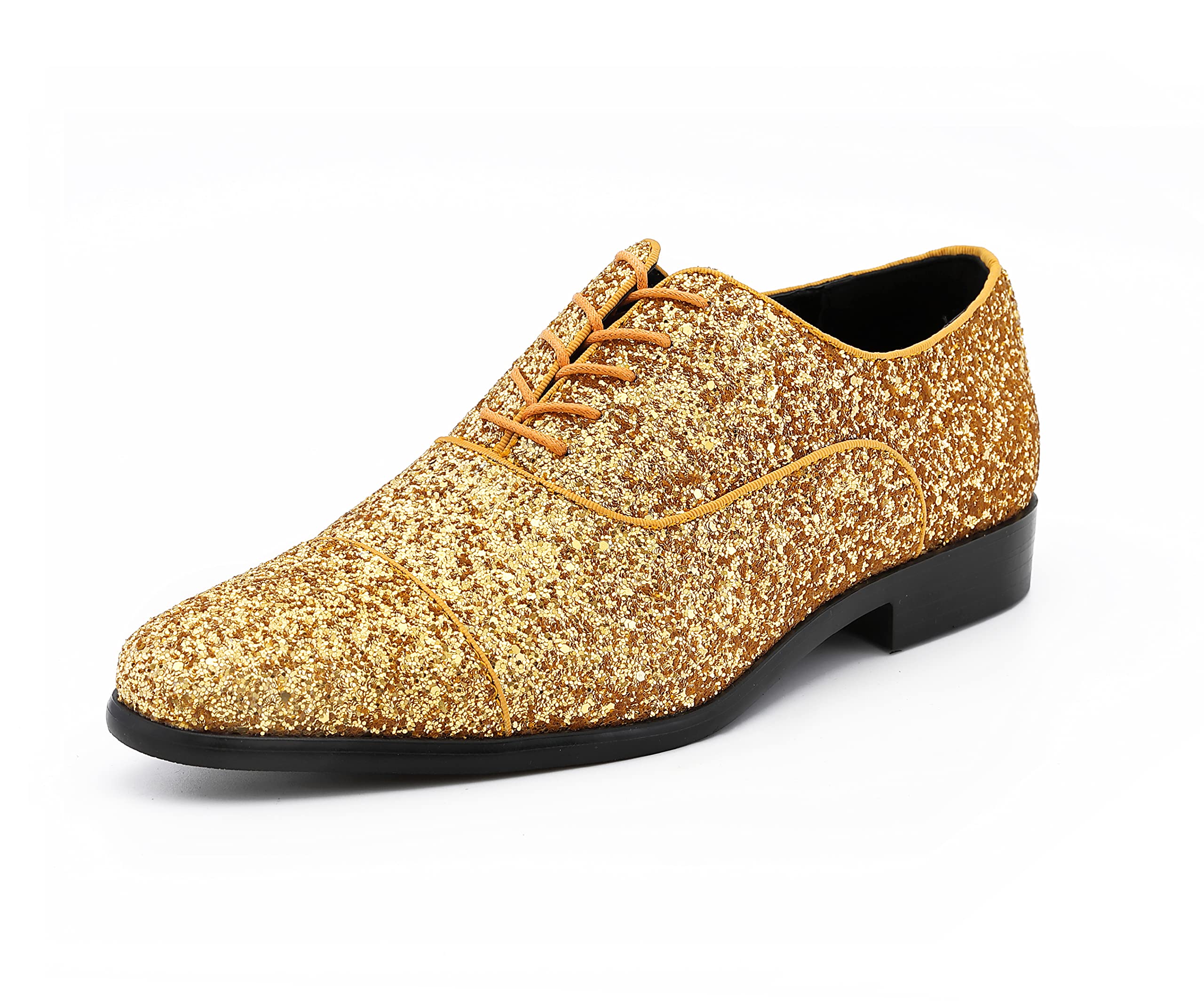 Amali Barnes Men's Sparkly Glitter Dress Shoes | Tuxedo Slip-On Loafers for Formal Occasions | Runs Large (Size Down 1/2) | Perfect for Weddings, Prom & Black Tie Events