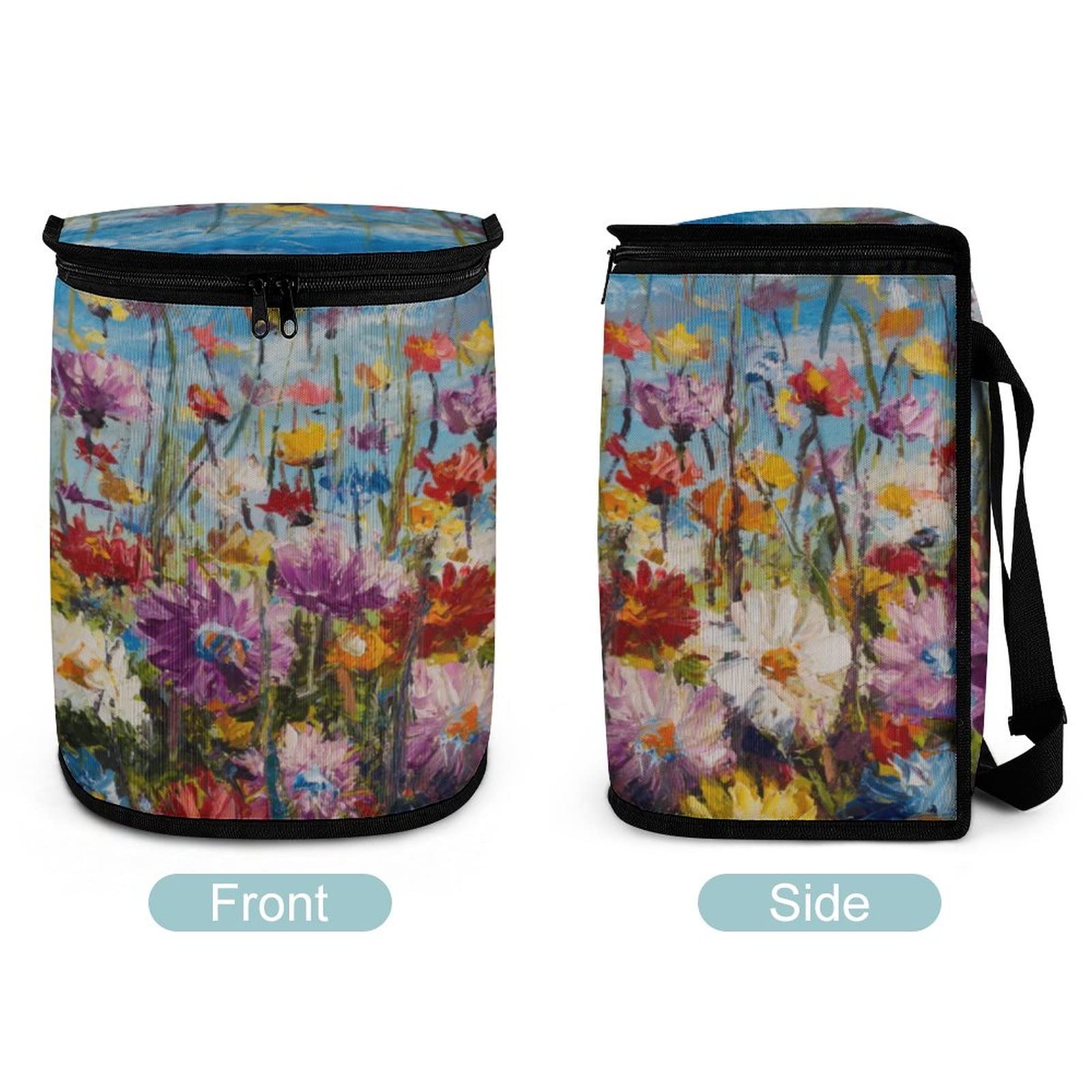 Niapessel Car Trash Can with Lid - Waterproof Leak-Proof Hanging Garbage Bin for Cars, Trucks & SUVs | Beautiful Floral Pattern | Perfect for Road Trips, Commuting & Keeping Your Vehicle Clean