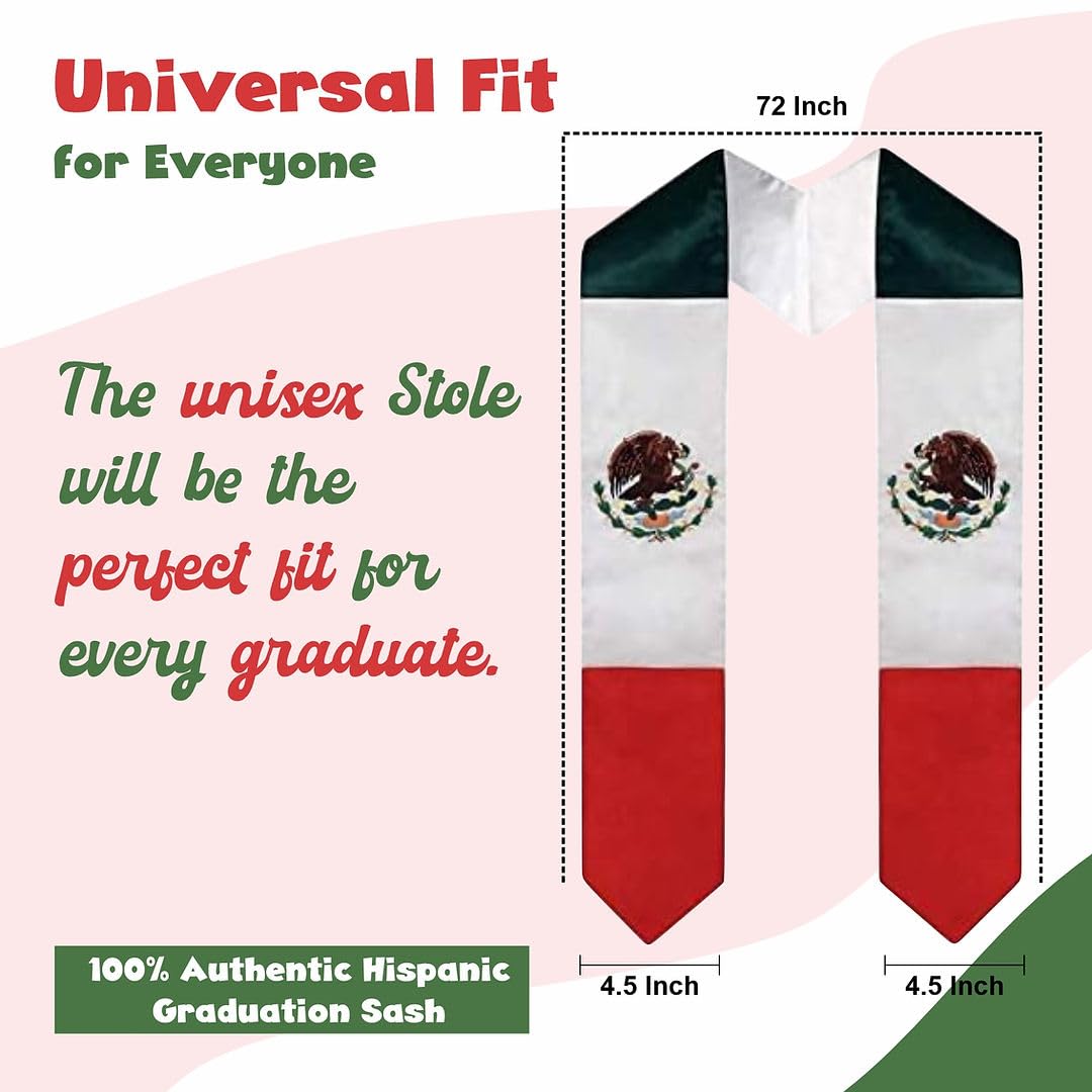 USA & International Graduation Sash Stole - 72 Inch Two Flag Design for Graduation Ceremonies & Academic Events