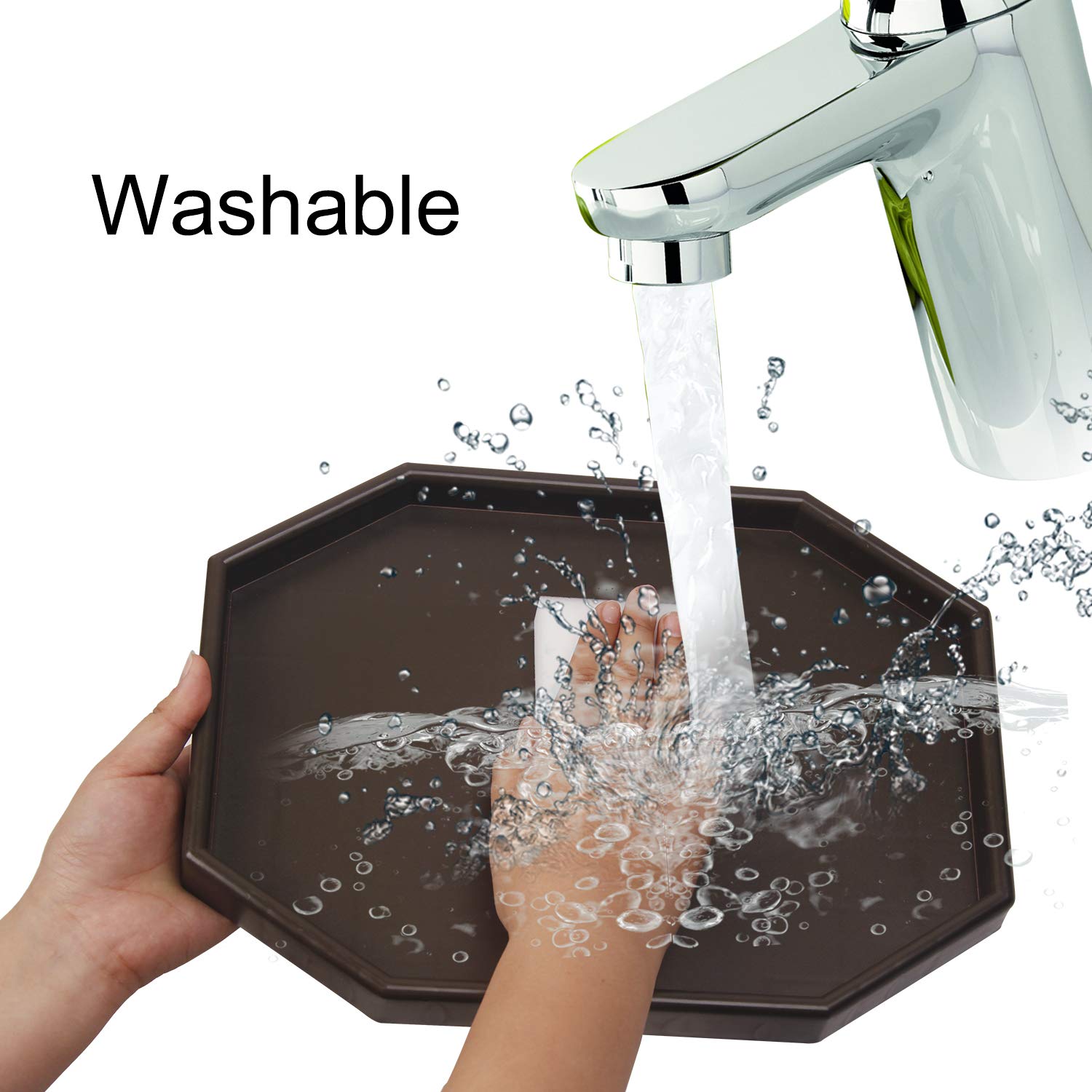 Foldable Plastic Clip-On Armrest Tray Table - Sofa Couch Snack & Drink Holder for Remote Control, Books, and Laptops - Perfect for Living Room, Bedroom, or Office Use (Brown)