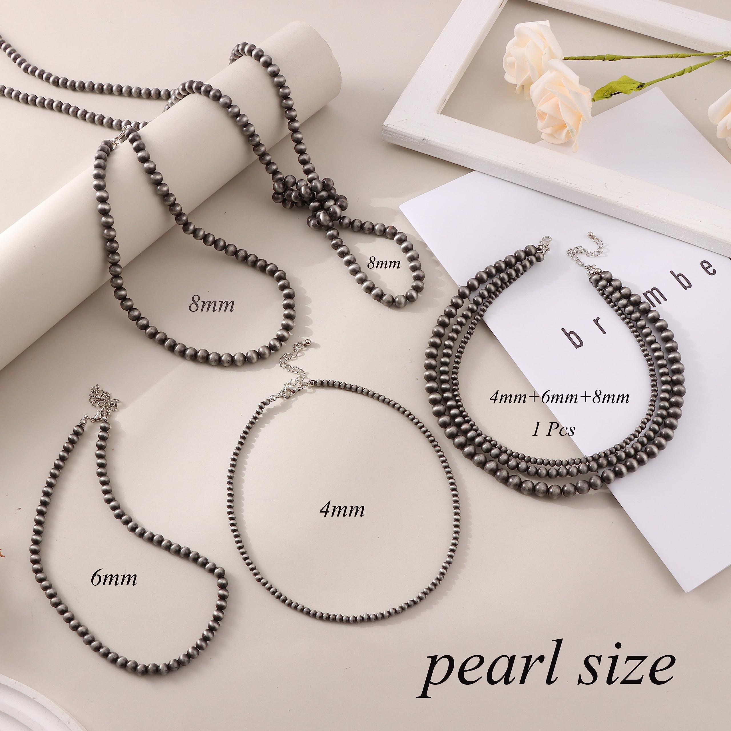 5Pcs Western Jewelry Navajo Pearl Necklace for Women - Boho Vintage Beaded Choker Jewelry Set - Perfect for Country Music Festivals, Cowgirl Outfits & Western Themed Parties