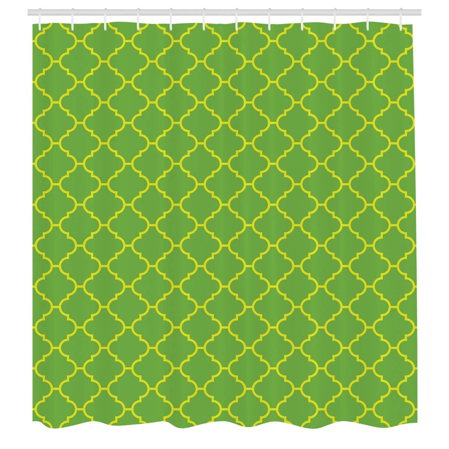 Ambesonne Geometric Shower Curtain - Modern Monochrome Pattern Bathroom Decor with Hooks, 69x70 Inches, Lime Green - Perfect for Contemporary & Minimalist Bathroom Designs