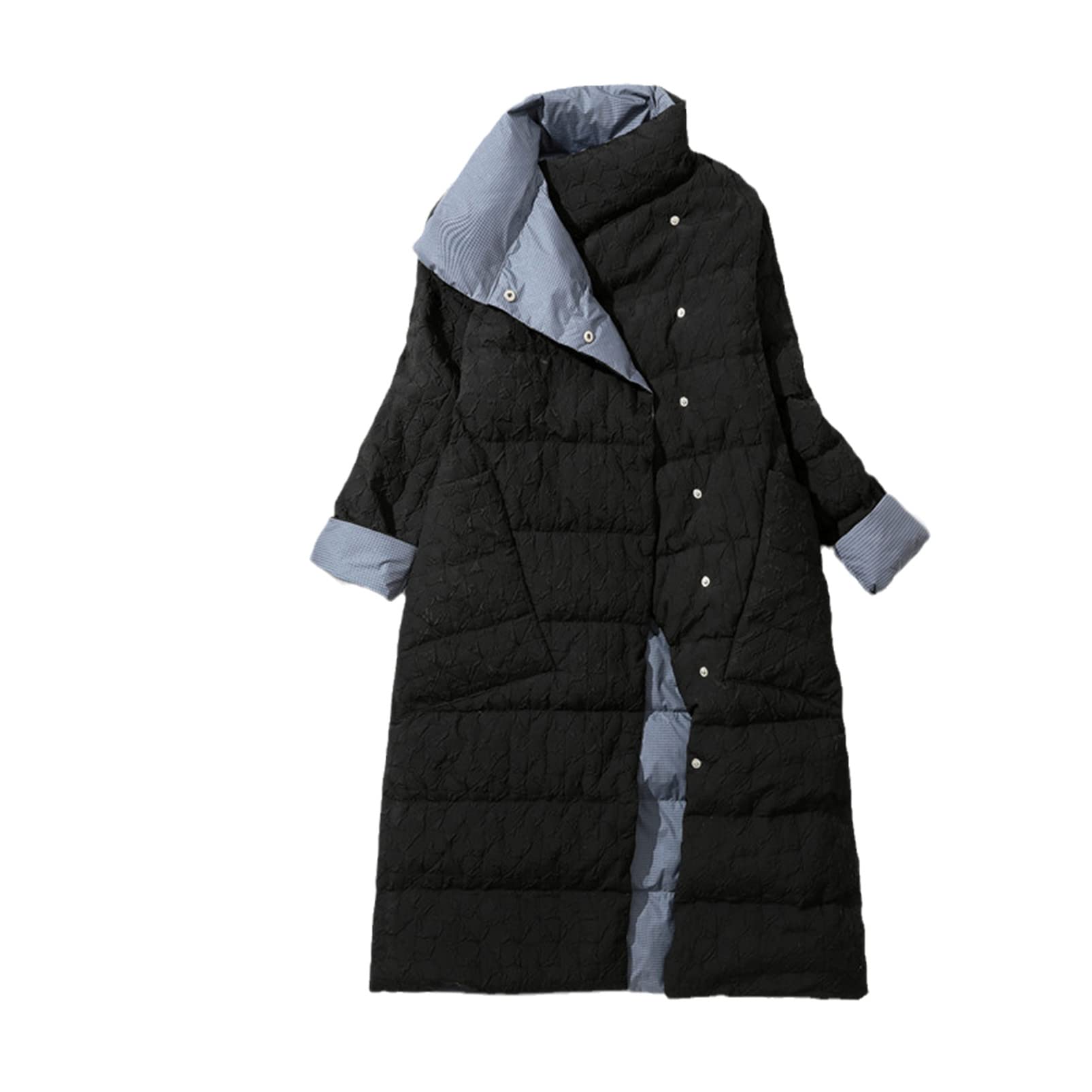 Women's White Duck Down Jacket - Double Breasted, Big Pockets for Outdoor Wear