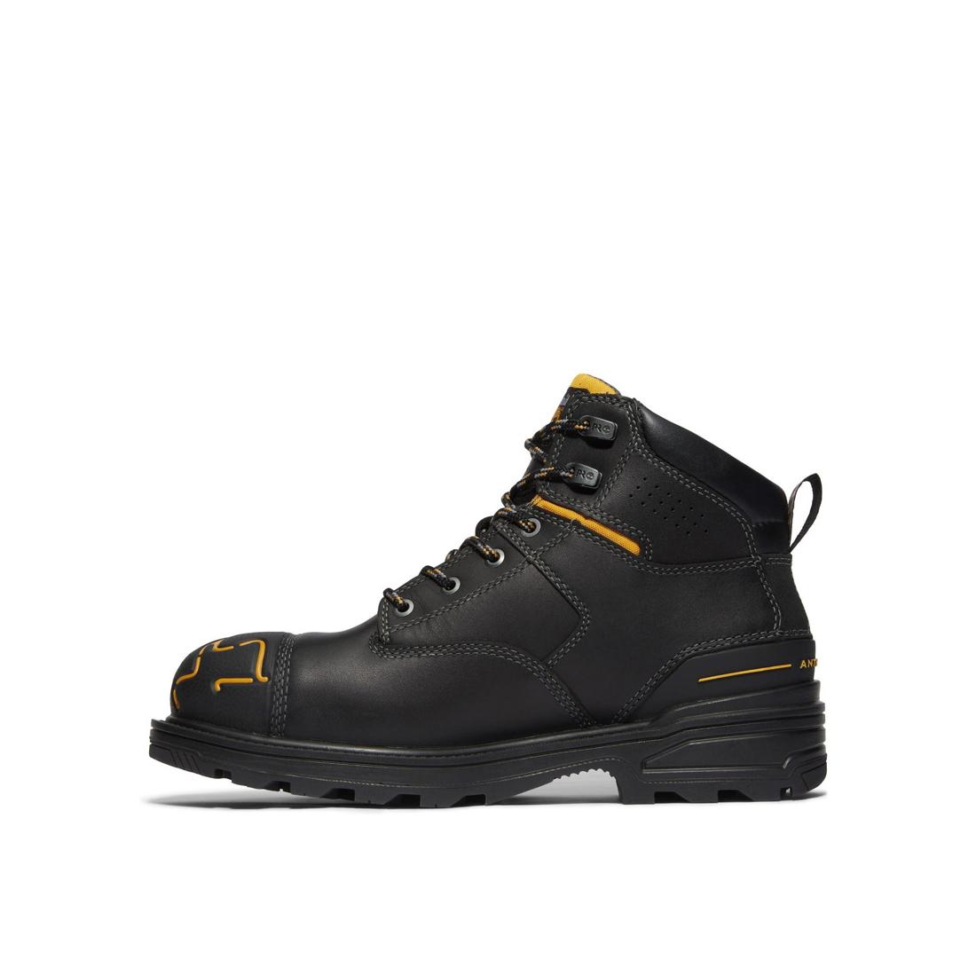 Magnitude 6 Inch Composite Toe Waterproof Work Boots for Men - Black Safety Shoes for Construction, Warehouse & Outdoor Work