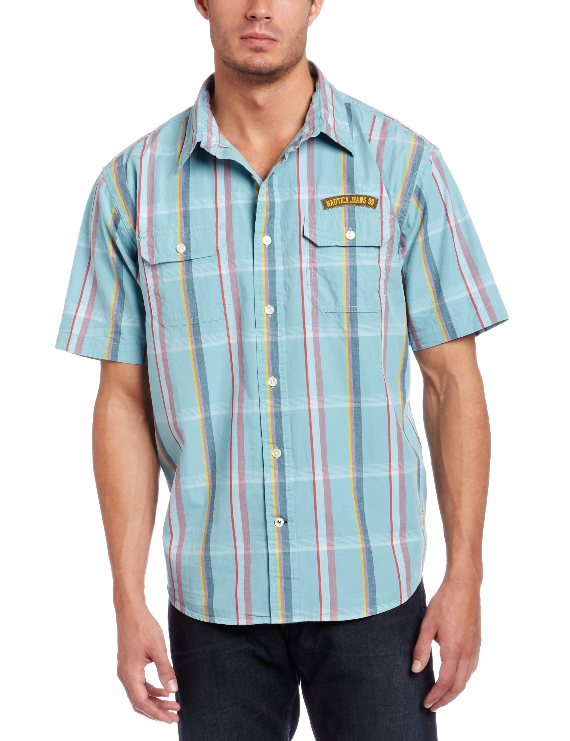 Nautica Men's Large Window Pane Plaid Shirt - Casual Button Down for Men, Comfortable & Stylish for Work, Office, and Outdoor Activities