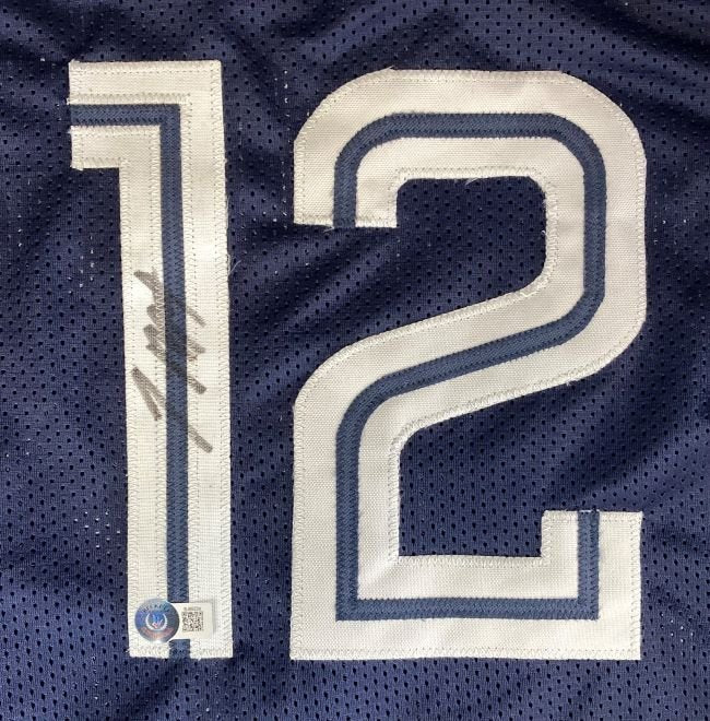 Authentic Ja Morant Memphis Grizzlies Signed Alternate Navy Blue Basketball Jersey - Perfect for Collectors, Fans, and Game Day Outfits