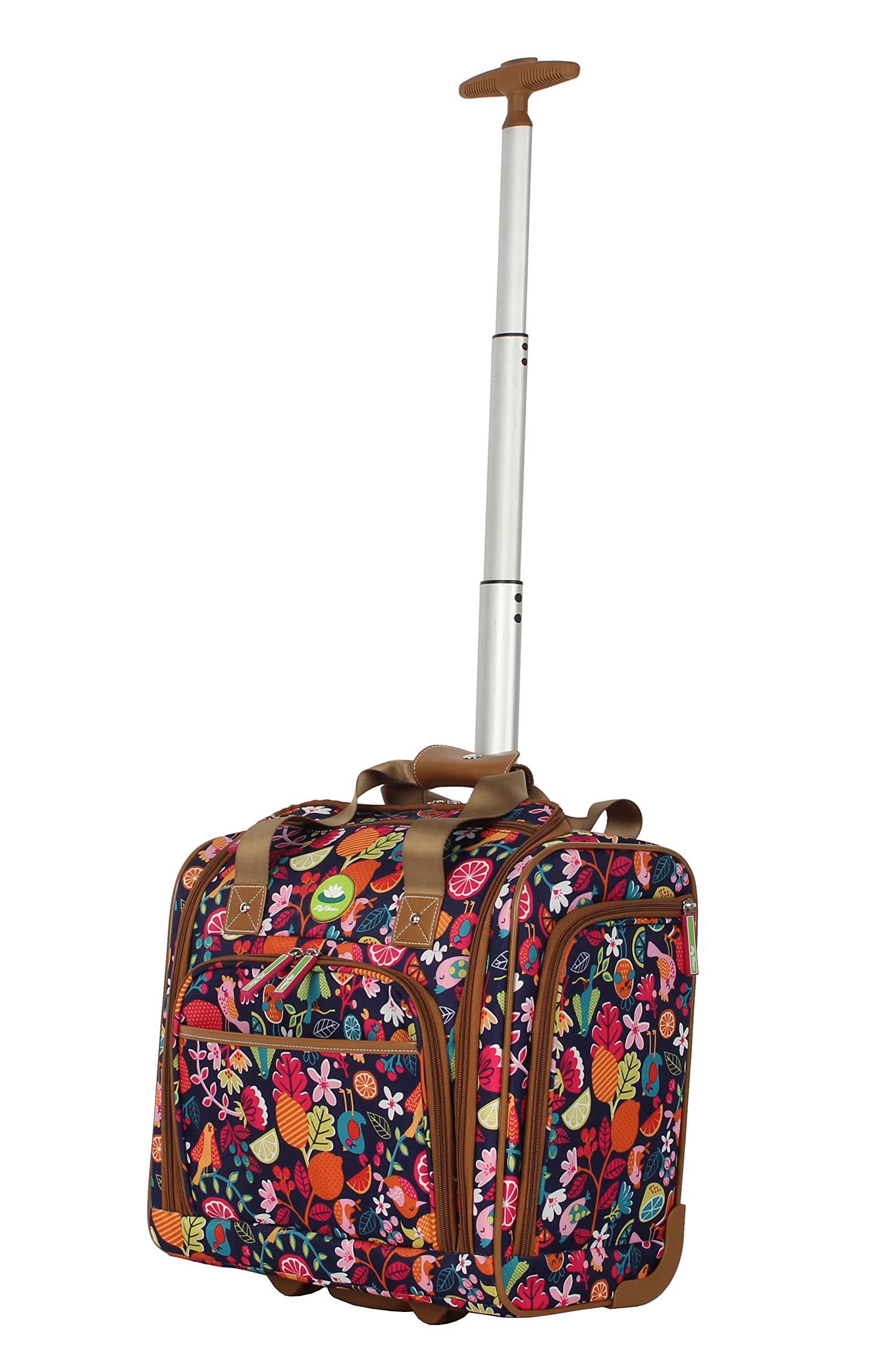 Lily Bloom Designer 15 Inch Carry On Luggage - Lightweight Weekender Overnight Business Travel Suitcase with 2 Roller Wheels - Under Seat Rolling Bag for Women (One Size, Fruit Loops) - Perfect for Airplane Travel, Weekend Getaways & Business Trips