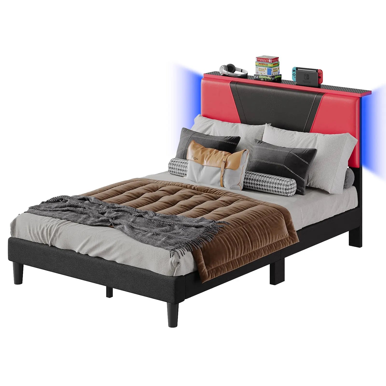 Bestier Full Size LED Bed Frame with Adjustable Headboard - Modern Platform Bed with USB Ports & Underbed Storage - Perfect for Bedroom, Guest Room & Dorm Decor