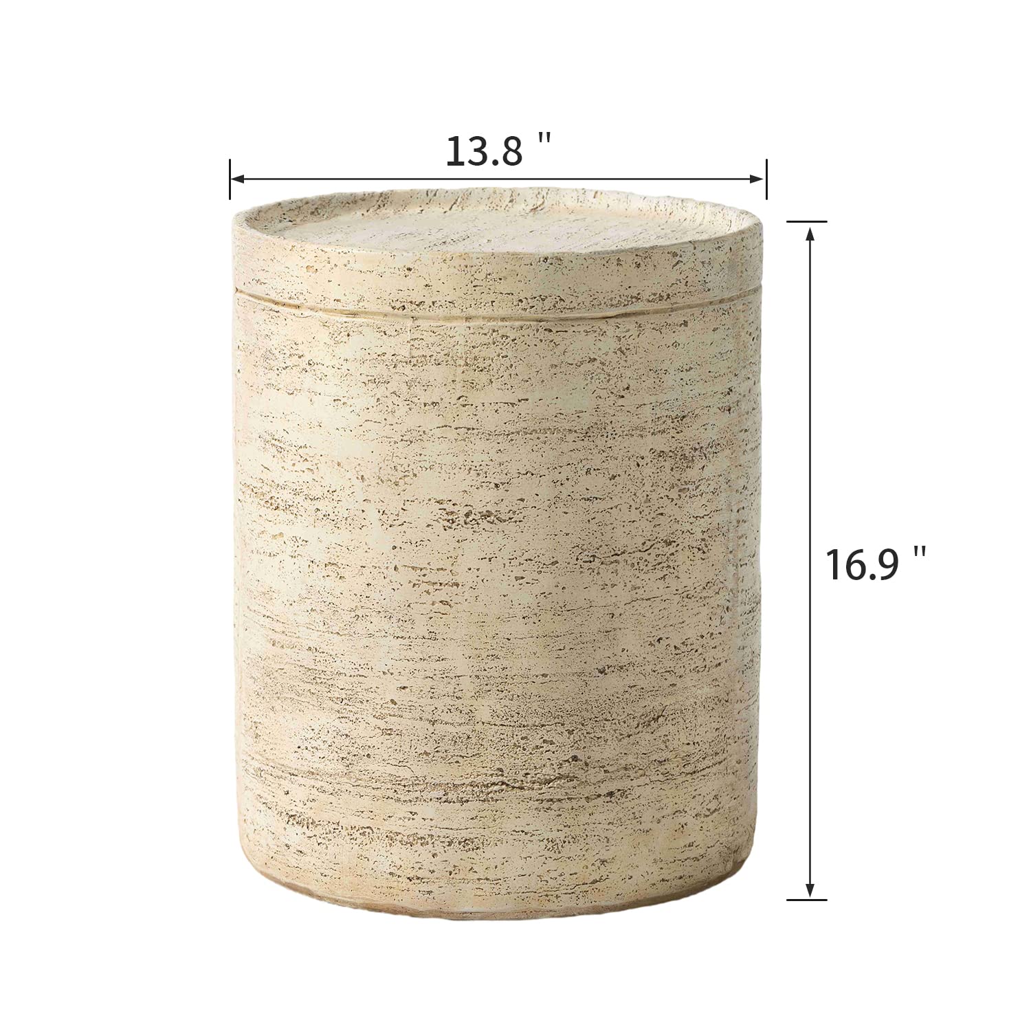 SUNBURY Outdoor Side Table for Patio - Modern Round Concrete Accent End Table, Stone Coffee Table, Milky Cement Side Table - Perfect for Garden, Balcony, and Poolside Decor