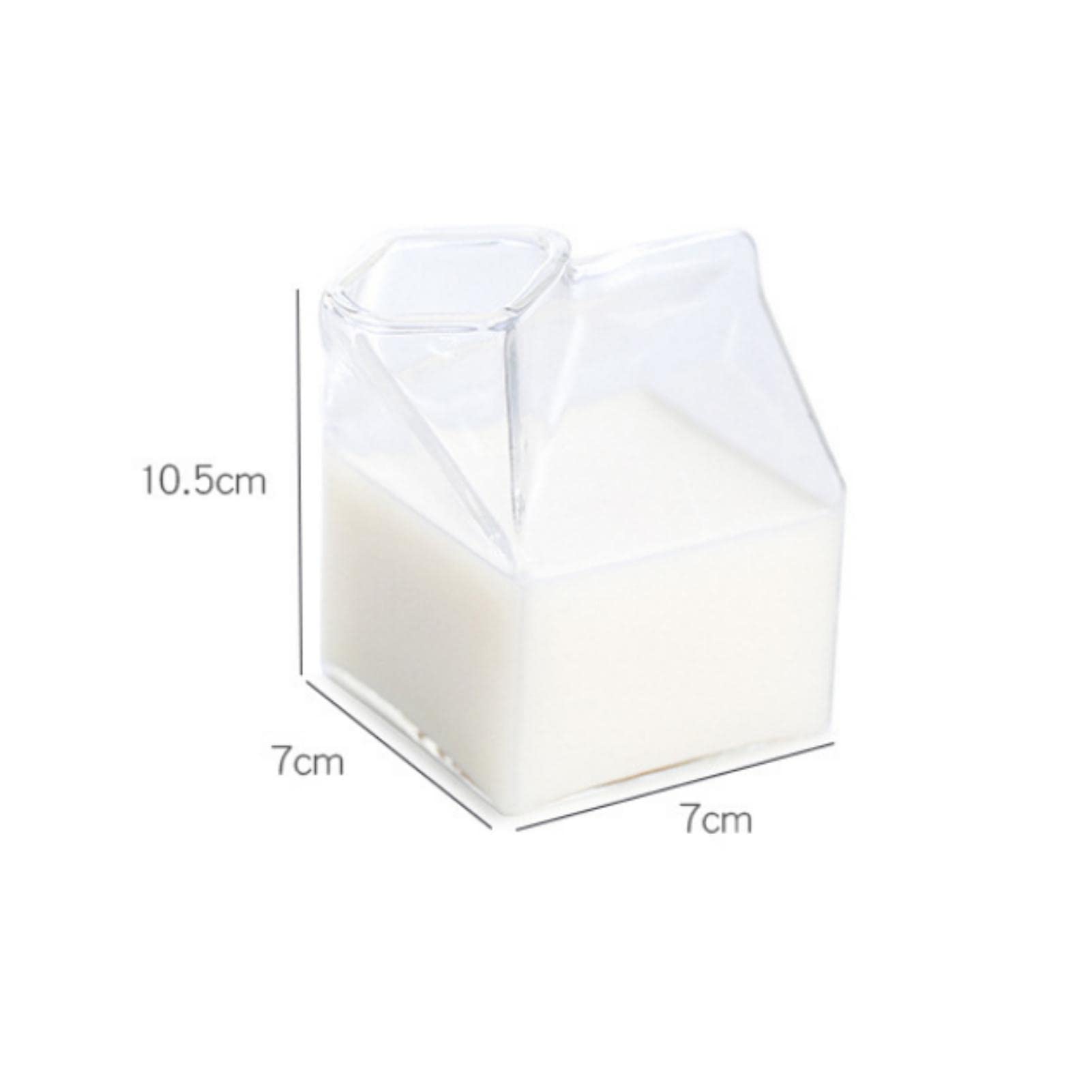 Glass Milk Carton - Clear Square House-Shaped Creamer Pitcher for Milk, Coffee, Cocktails, Juice & Beverages | Aesthetic Mini Container for Home, Cafe & Bar Use