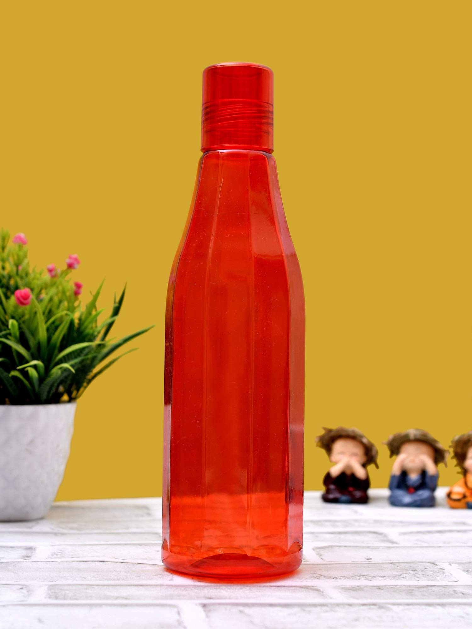 Kuber Industries 3-Piece Plastic Coral Fridge Water Bottle Set with Lids - 1000ml, Red | BPA-Free Drink Storage Containers for Juice, Milk & Water | Perfect for Home, Office & Outdoor Use