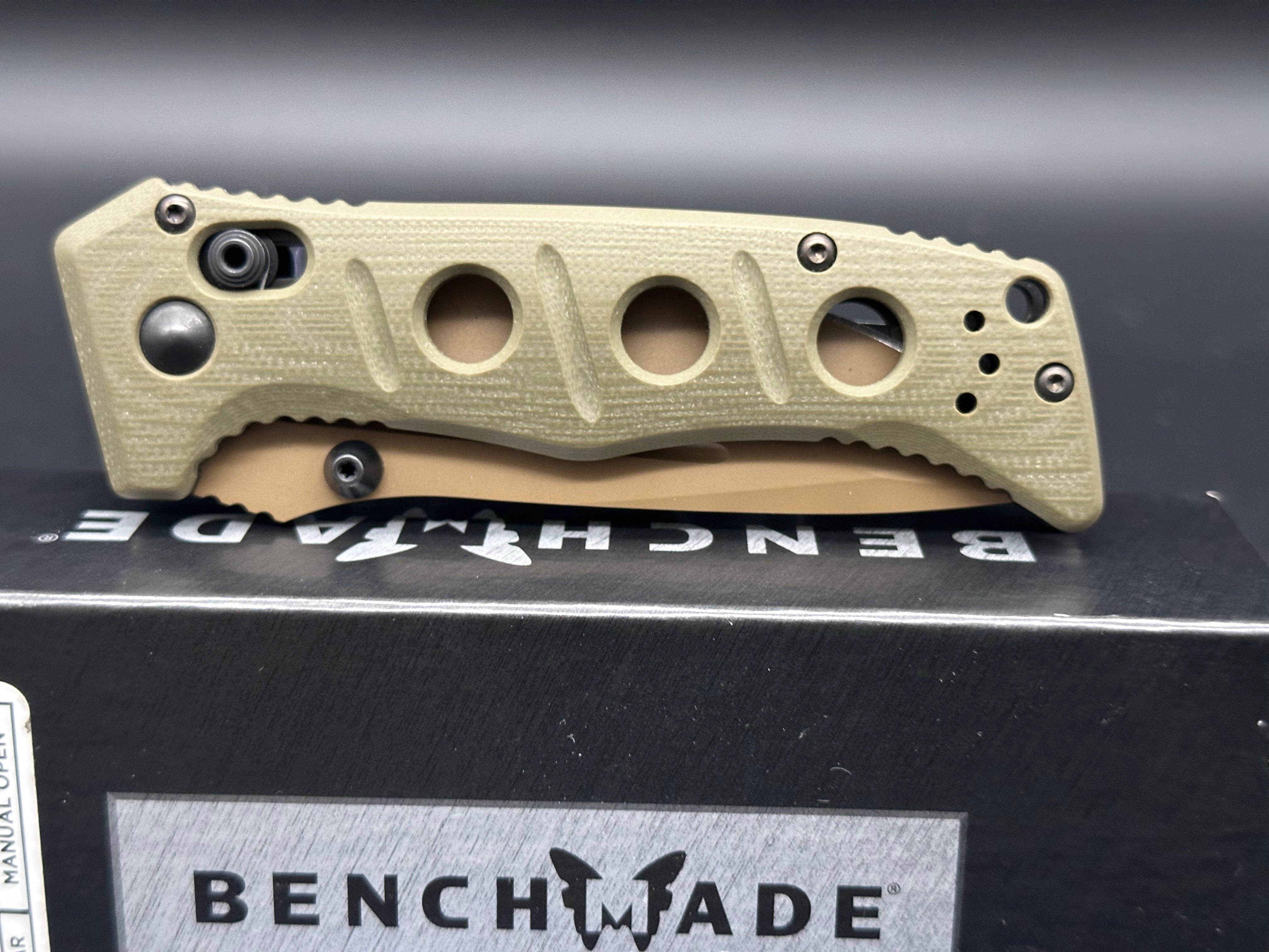 Benchmade 273 Mini Adamas Folding Knife - Olive Drab G10 Handle, CPM CruWear Steel, Plain Edge (BM273FE-2) | EDC, Outdoor, Camping & Survival Knife