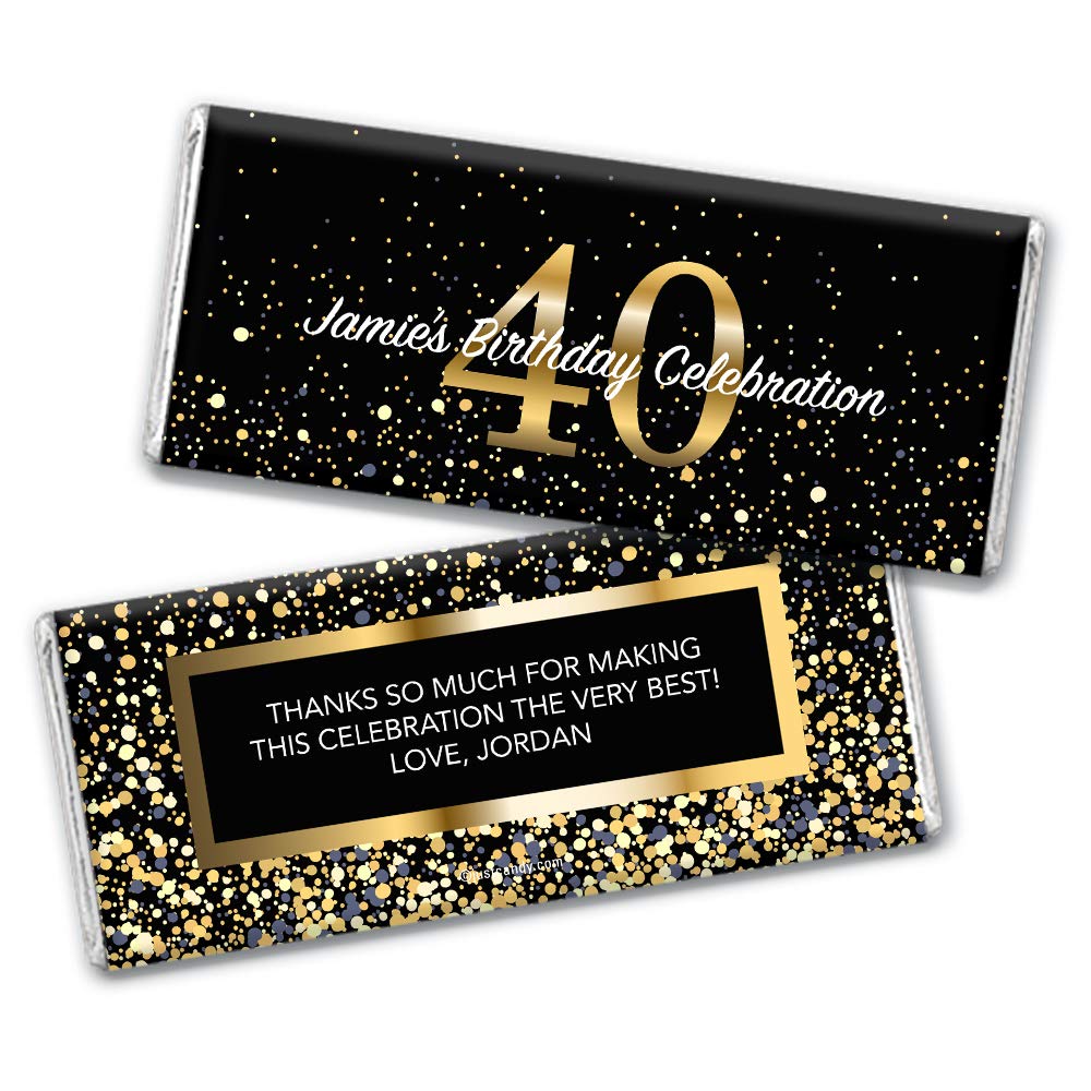 Custom 40th Birthday Chocolate Bars - Beach Themed Milestone Candy Favors (12 Count) - Perfect for Beach Parties, Anniversary Celebrations & Gift Giving
