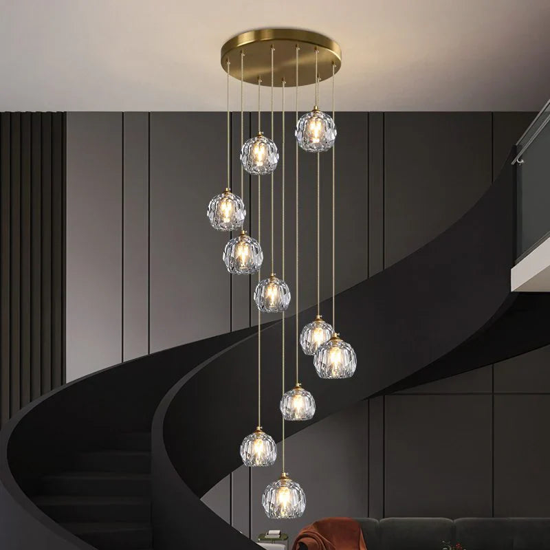 Crystal Ball Cluster Round Chandelier - 40 Inch Modern Ceiling Light Fixture for Dining Room, Living Room, Bedroom & Entryway