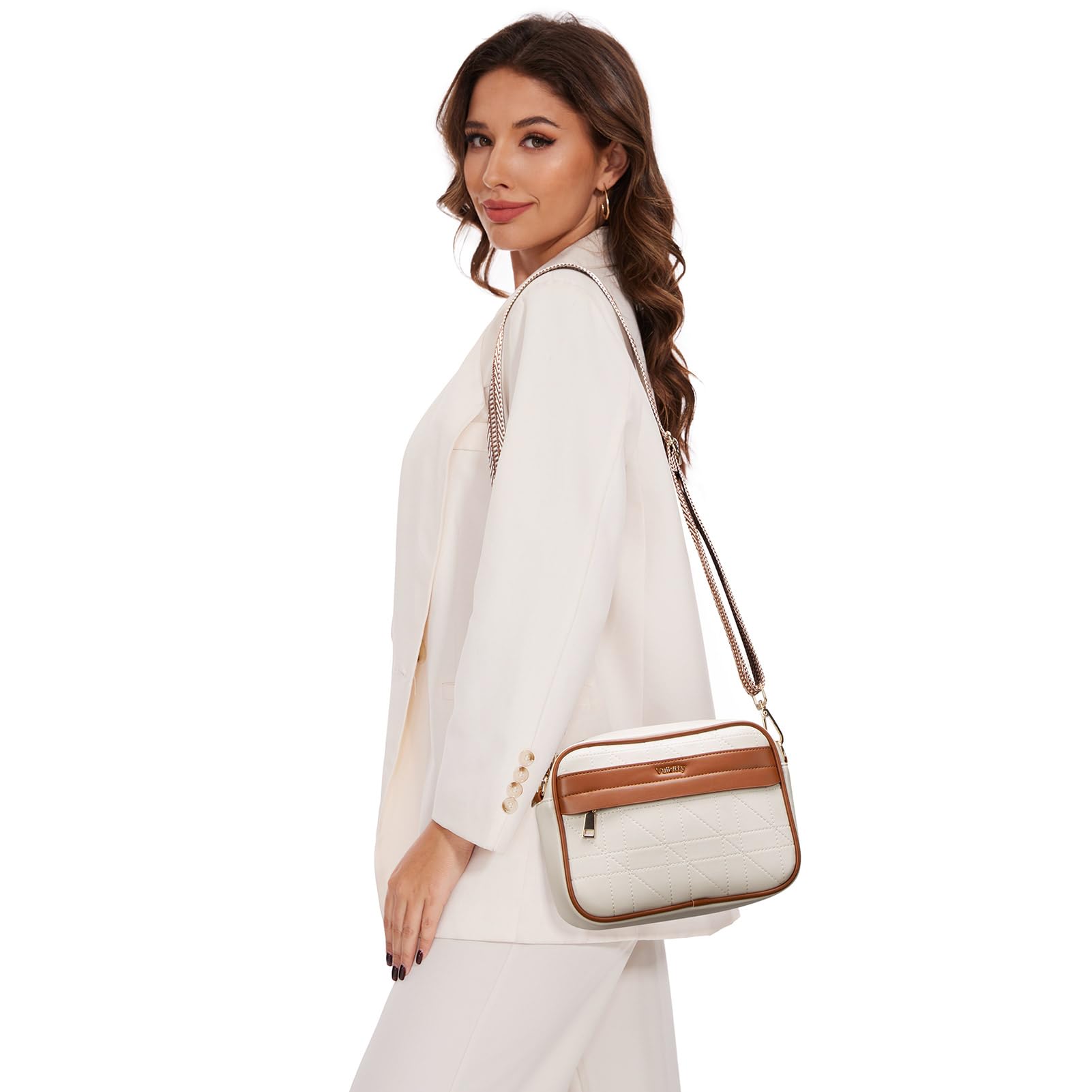 Trendy Women's Small Quilted Leather Crossbody Bag with Wide Adjustable Strap - Perfect for Everyday Use, Travel & Shopping