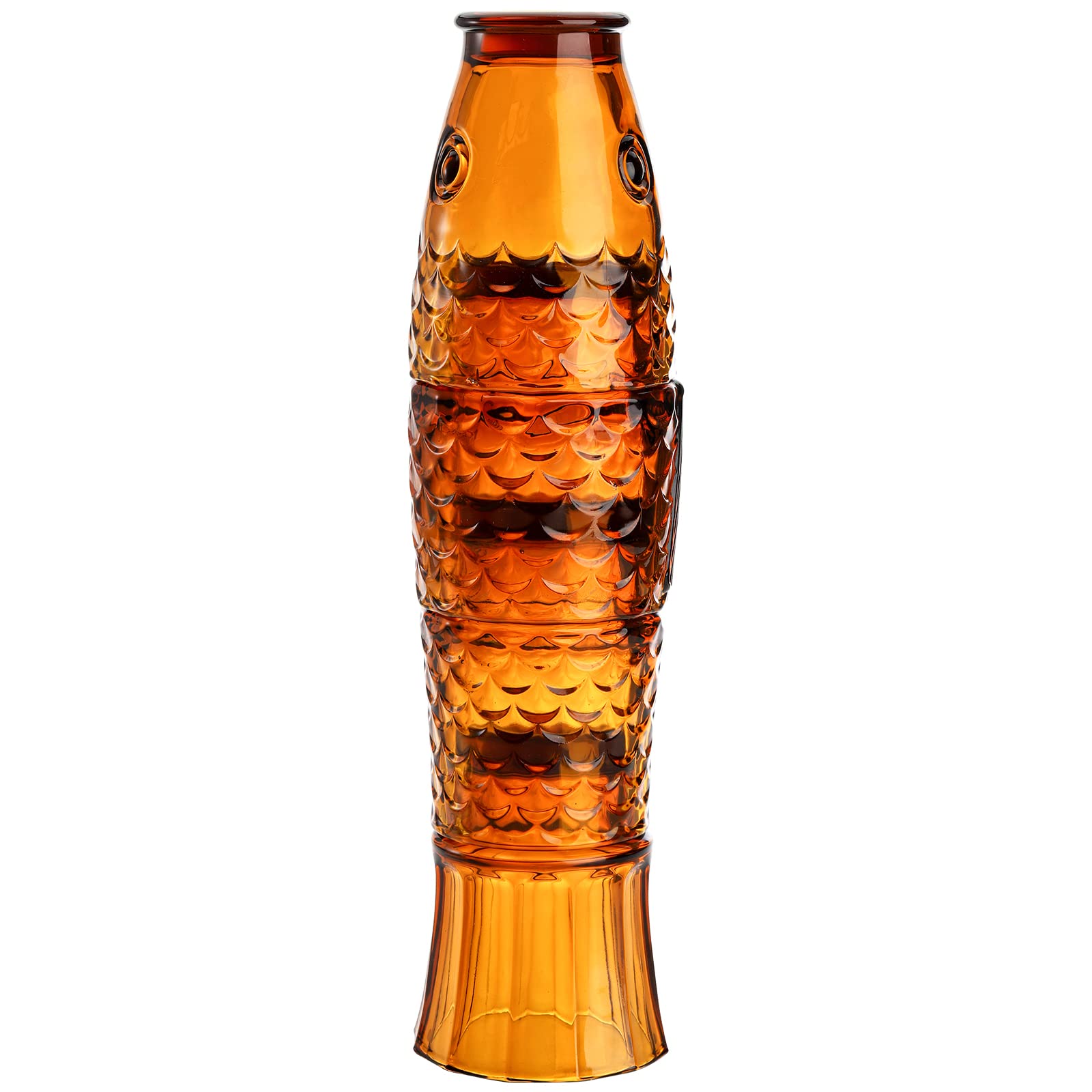 Set of 4 Koi Fish Design Stackable Amber Tumbler Glasses - 16oz Drinking Cups for Juice, Water & Beverages - Durable Nautical Glassware for Home, Party, Bar & Restaurant Use - Perfect for Iced Tea, Cocktails & Summer Drinks