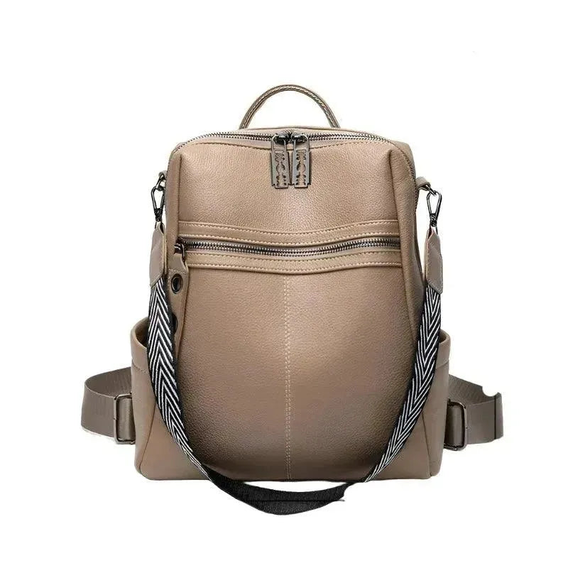 Stylish PU Leather Large School Backpack for Students - Durable Laptop Backpack with Multiple Pockets for College, Work & Travel