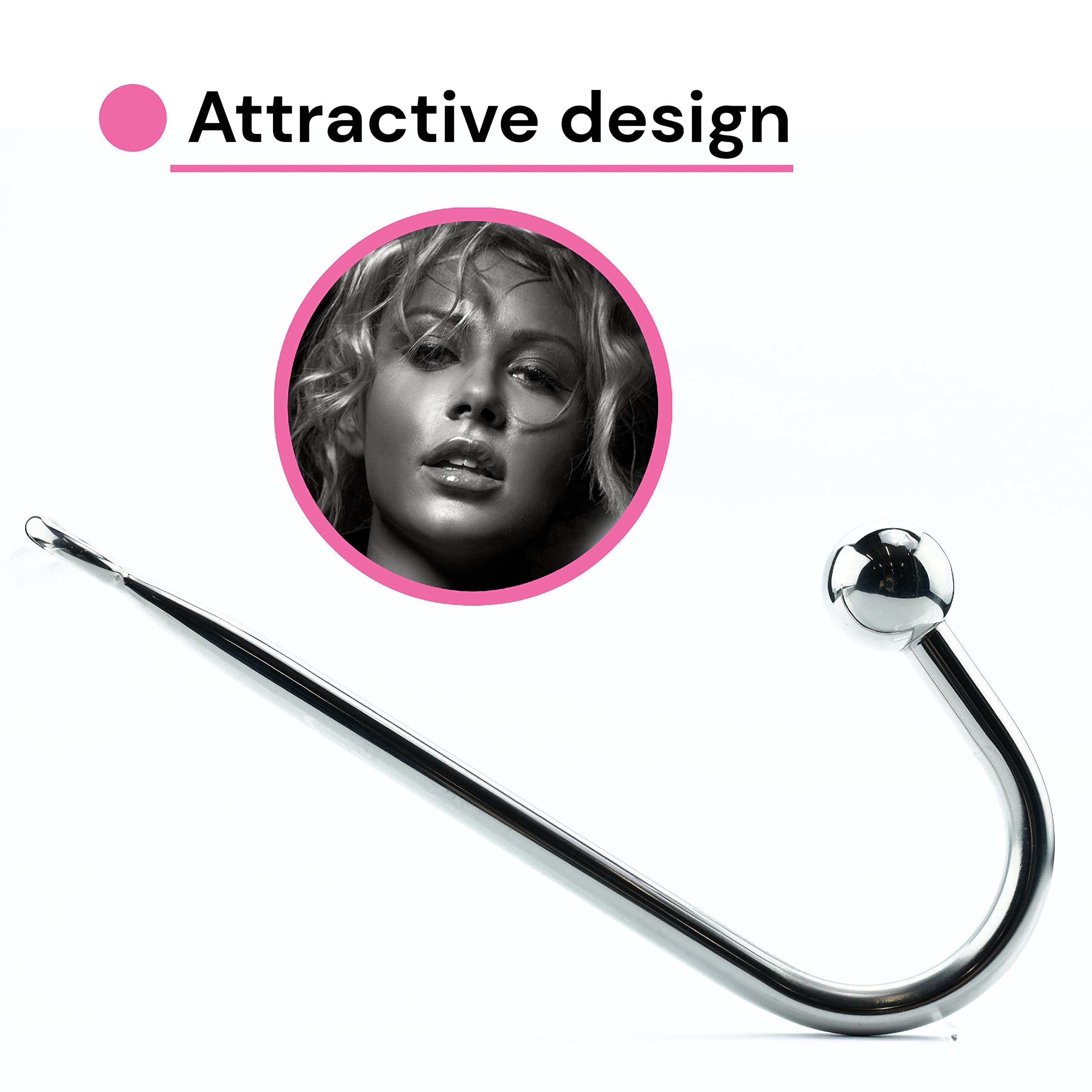 FOPS Crochet Anal Hook - 3cm Diameter, 24.5cm Length - Metal BDSM Bondage Sex Toy for Beginners (Men & Women) - Perfect for Couples Play, Adult Games, and Sensual Exploration