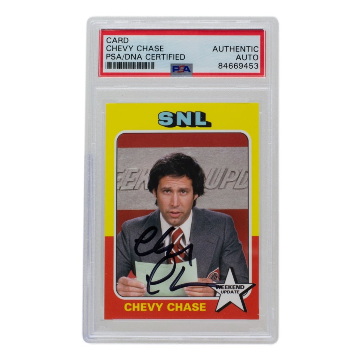 Chevy Chase Autographed SNL Weekend Update Trading Card with PSA/DNA Certification - Perfect for Collectors, Comedy Fans & Memorabilia Enthusiasts
