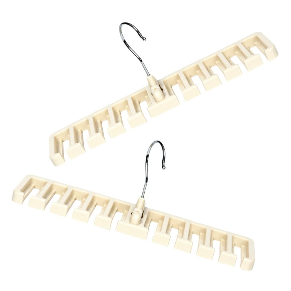 Cabilock 2-Pack Plastic Belt Hanger Rack with 10 Slots - Space Saving Scarf & Tie Organizer for Closet Wardrobe Storage (White) - Perfect for Home, Office & Travel Organization