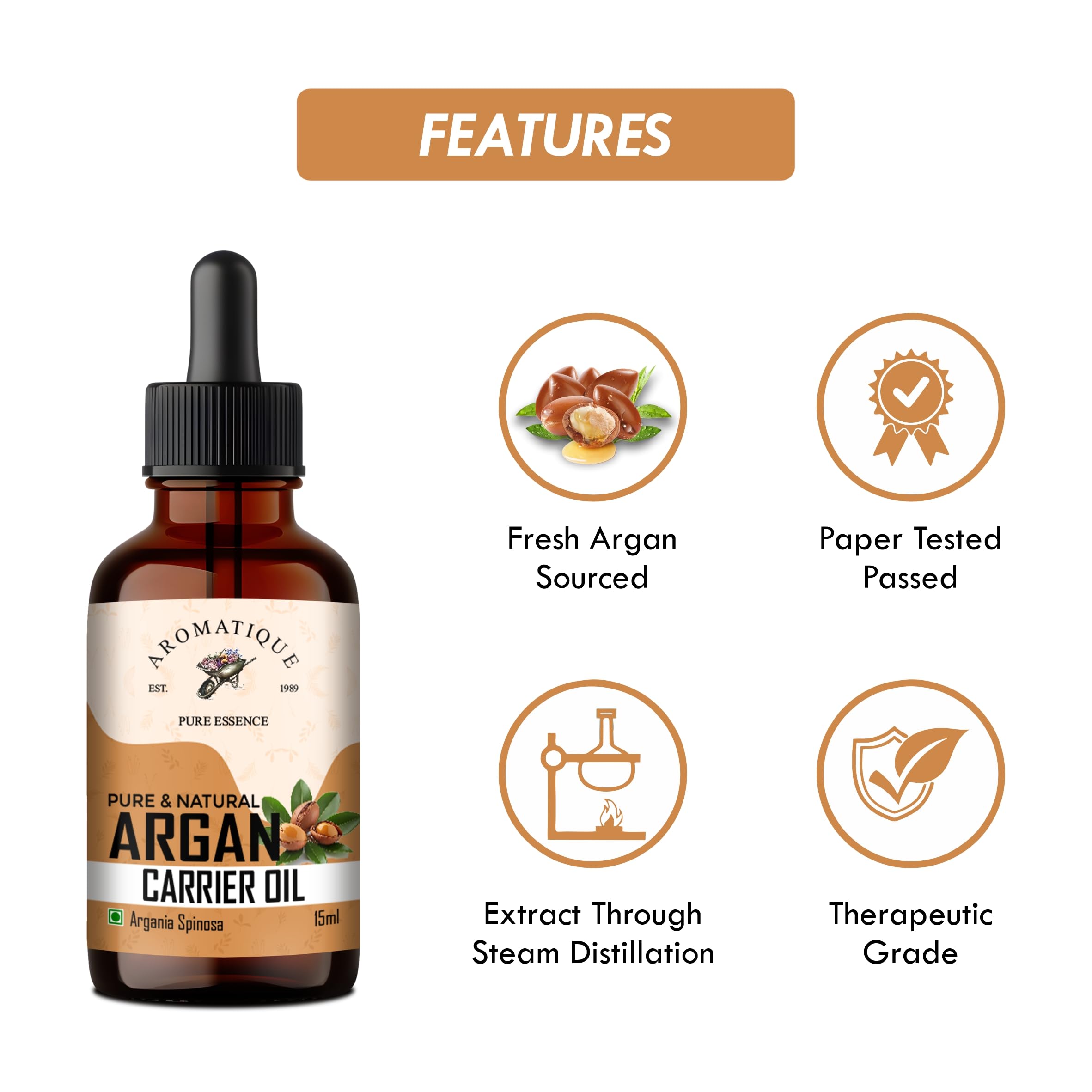 Pure Moroccan Argan Oil for Hair Growth & Skin Care - Anti-Frizz Treatment, Daily Nourishment for Stronger Hair | SLS & Paraben Free, 15ml | Perfect for Dry Hair Repair & Scalp Hydration