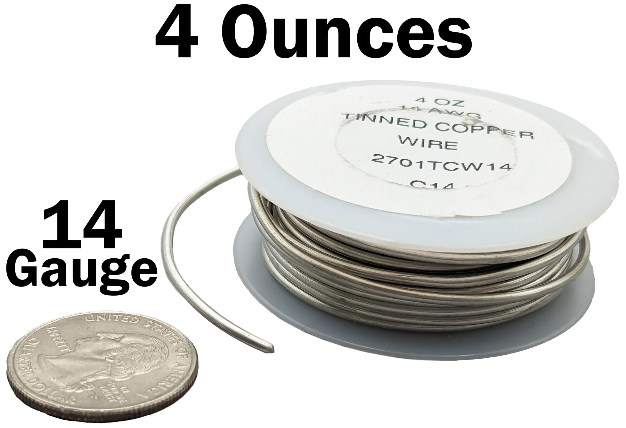 14 Gauge Tinned Copper Wire - 4oz Spool (Silver Coated) for Electrical Projects, Jewelry Making & DIY Crafts