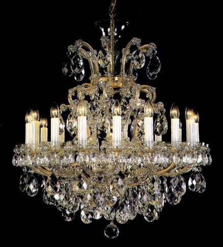 18 Lights Maria Theresa Crystal Chandelier with Almond Crystals - Elegant Dining Room & Grand Hall Lighting Fixture